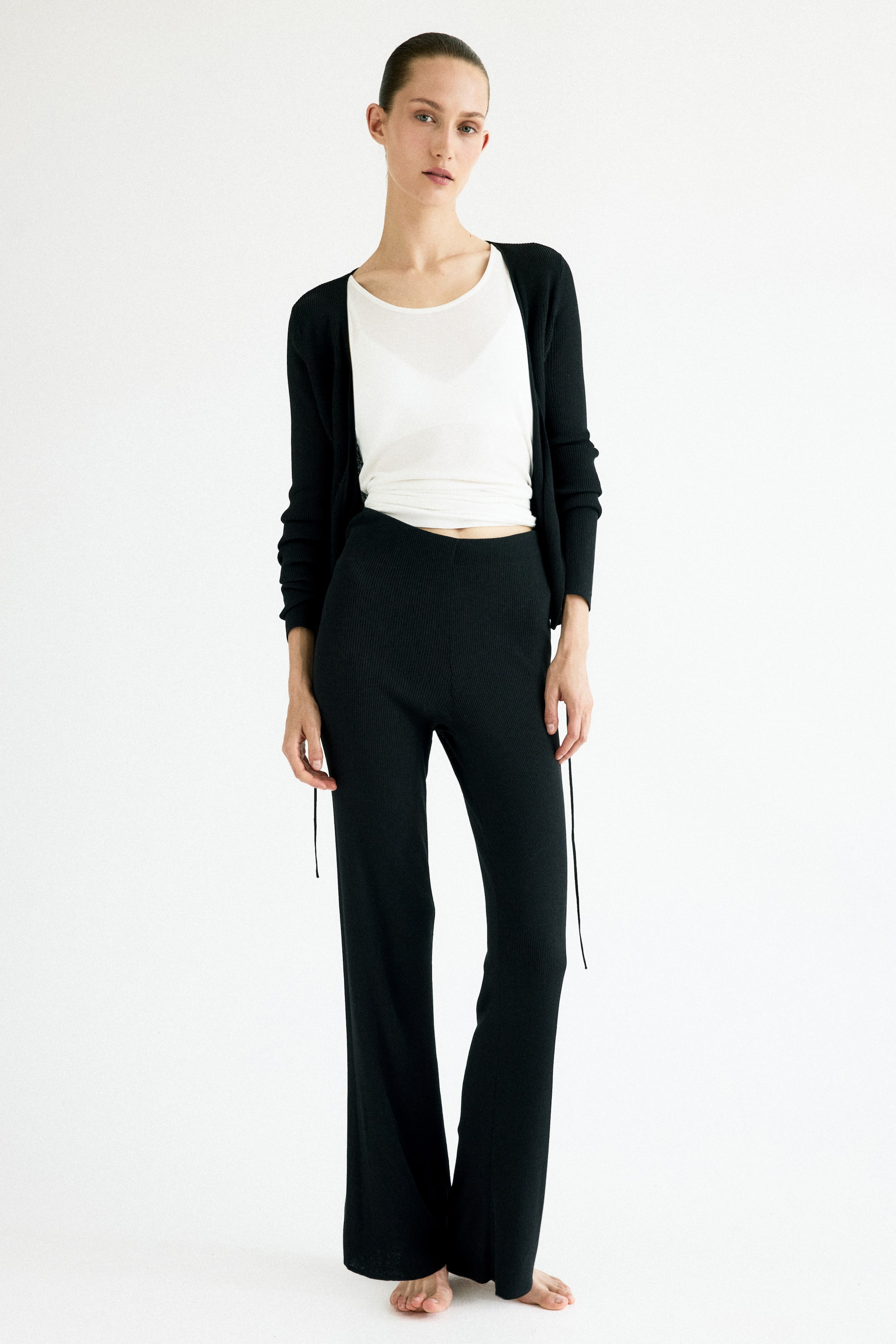 Pantalon en tricot côtelé