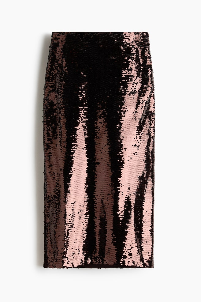 Sequined midi skirt - Dark brown/Black - 1