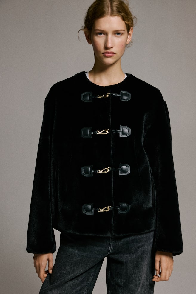 Chaqueta estilo trenca-Negro - 3
