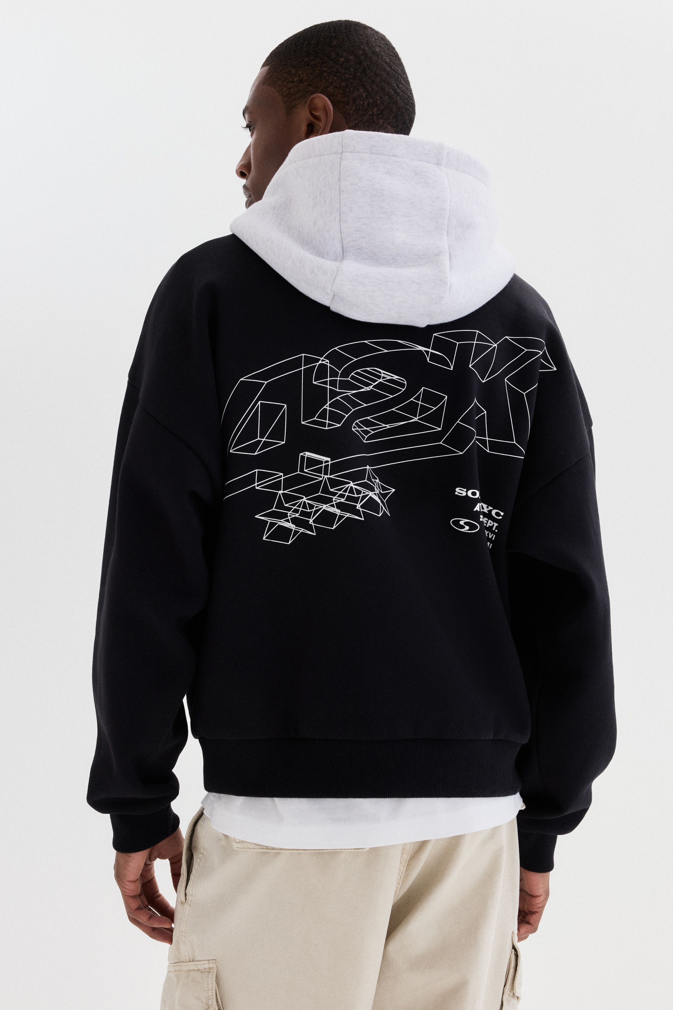 Men's Gray melange/Euphoria Loose-Fit Hoodie | H&M US