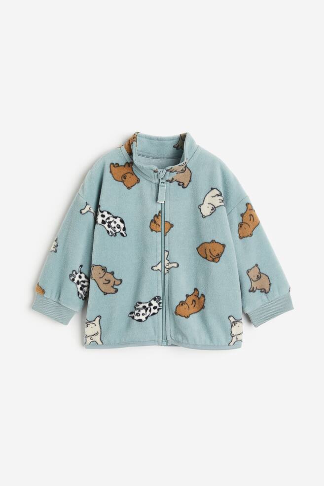 Fleece jacket - Turquoise/Animals/Light pink/Checked - 1