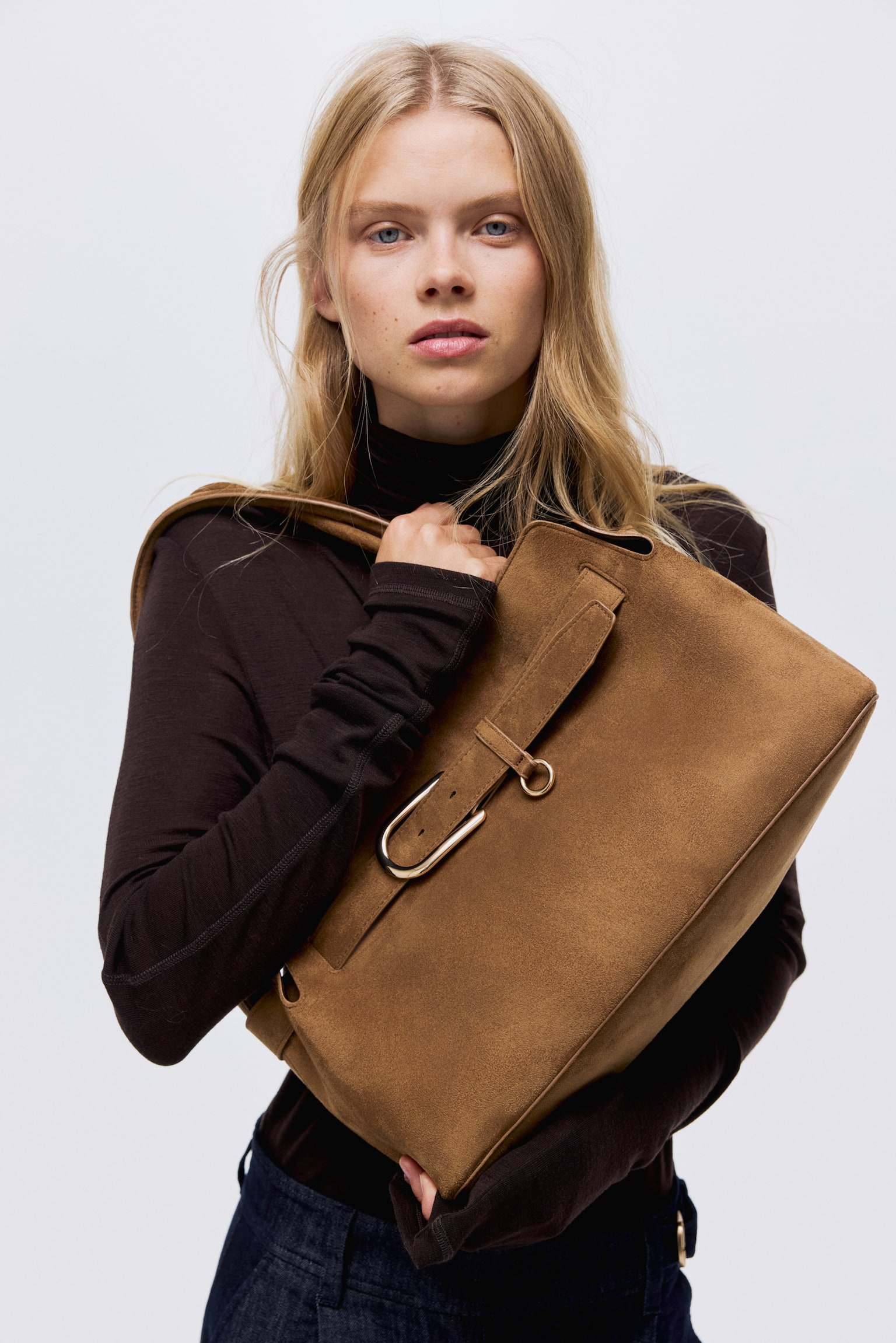 Strap-detail tote bag - Brown/Dark brown - 4