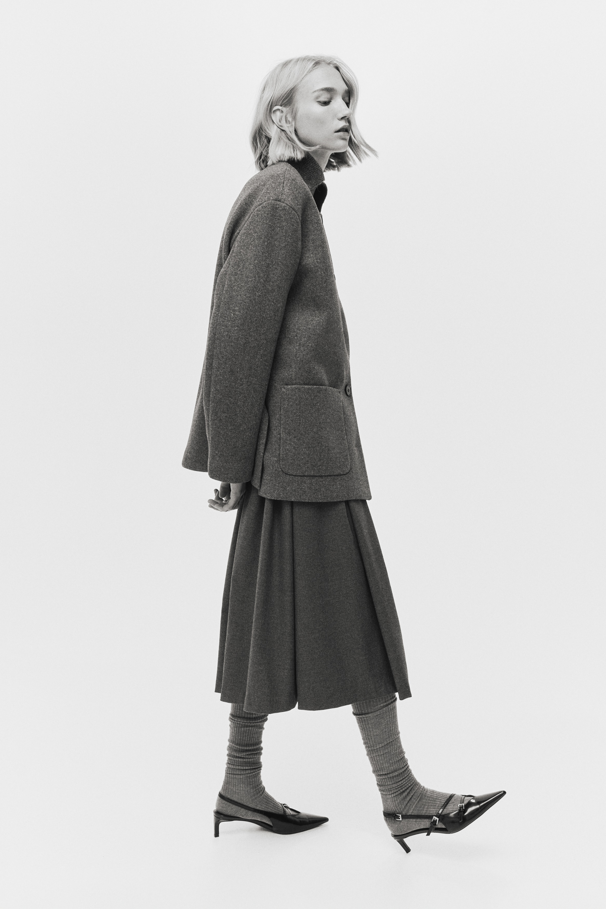 マフラーディテールコート - ダークグレー - レディース | H&M JP