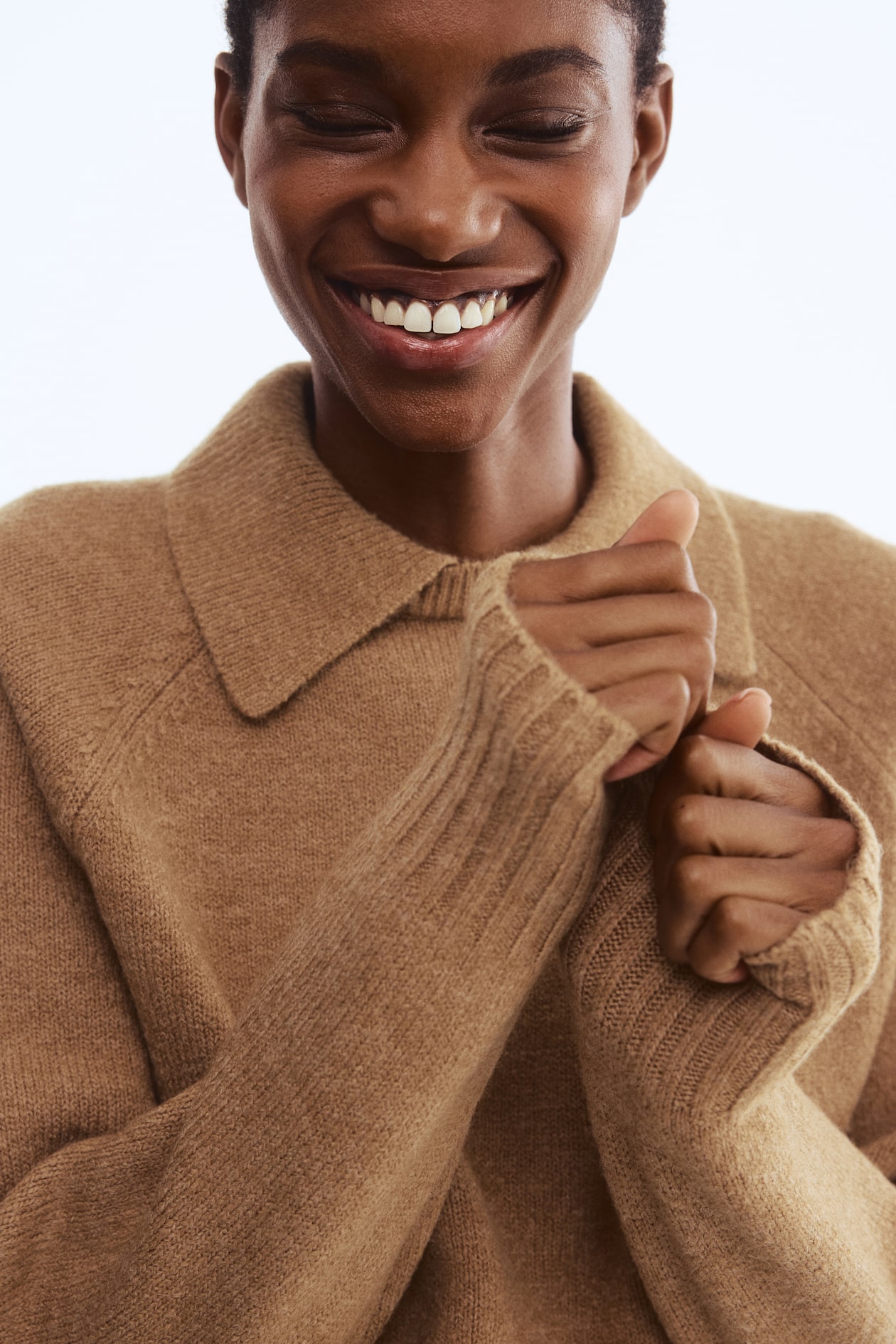 Sweater with Collar - Dark beige - Ladies | H&M US