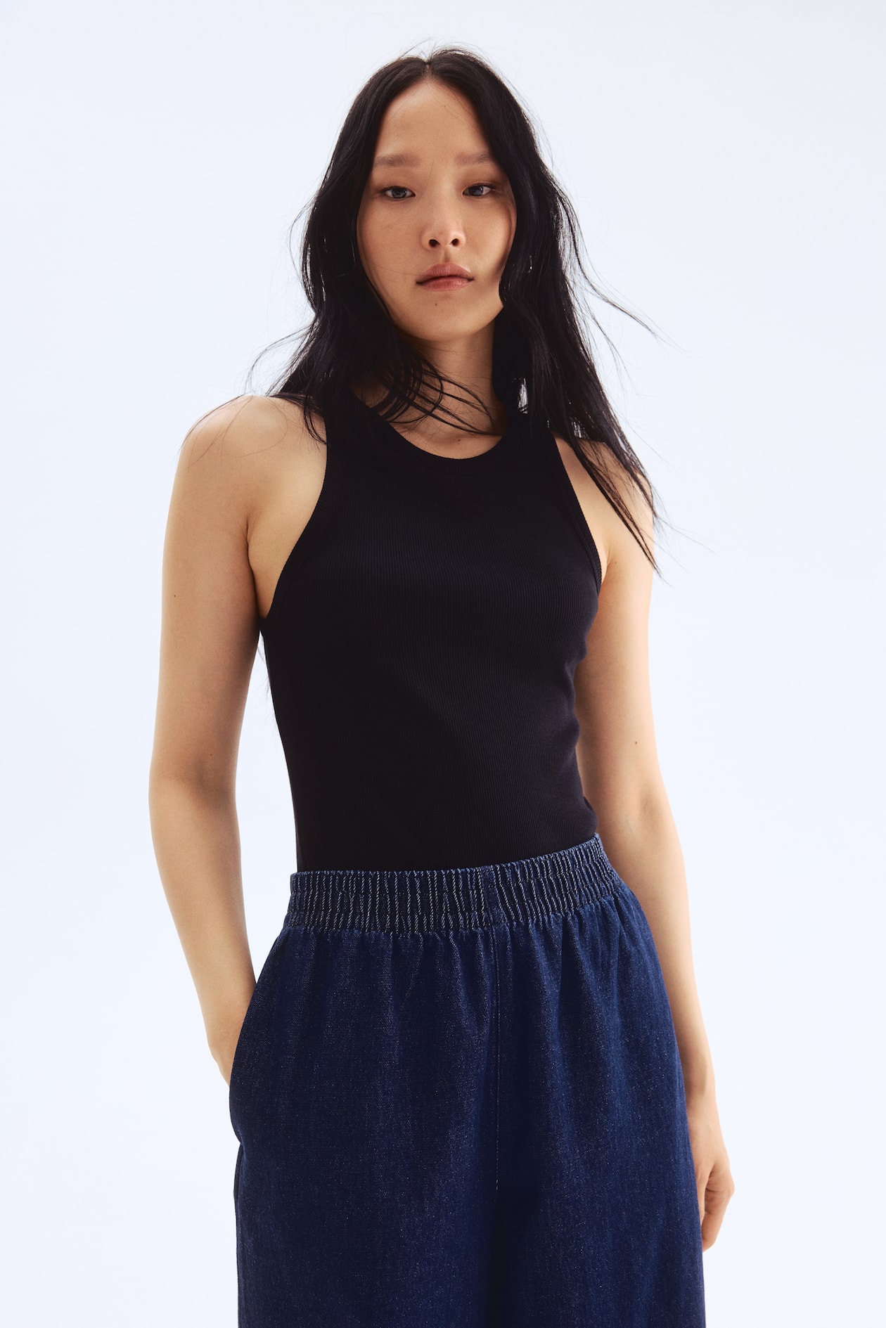 Pull-on denim trousers - image 2
