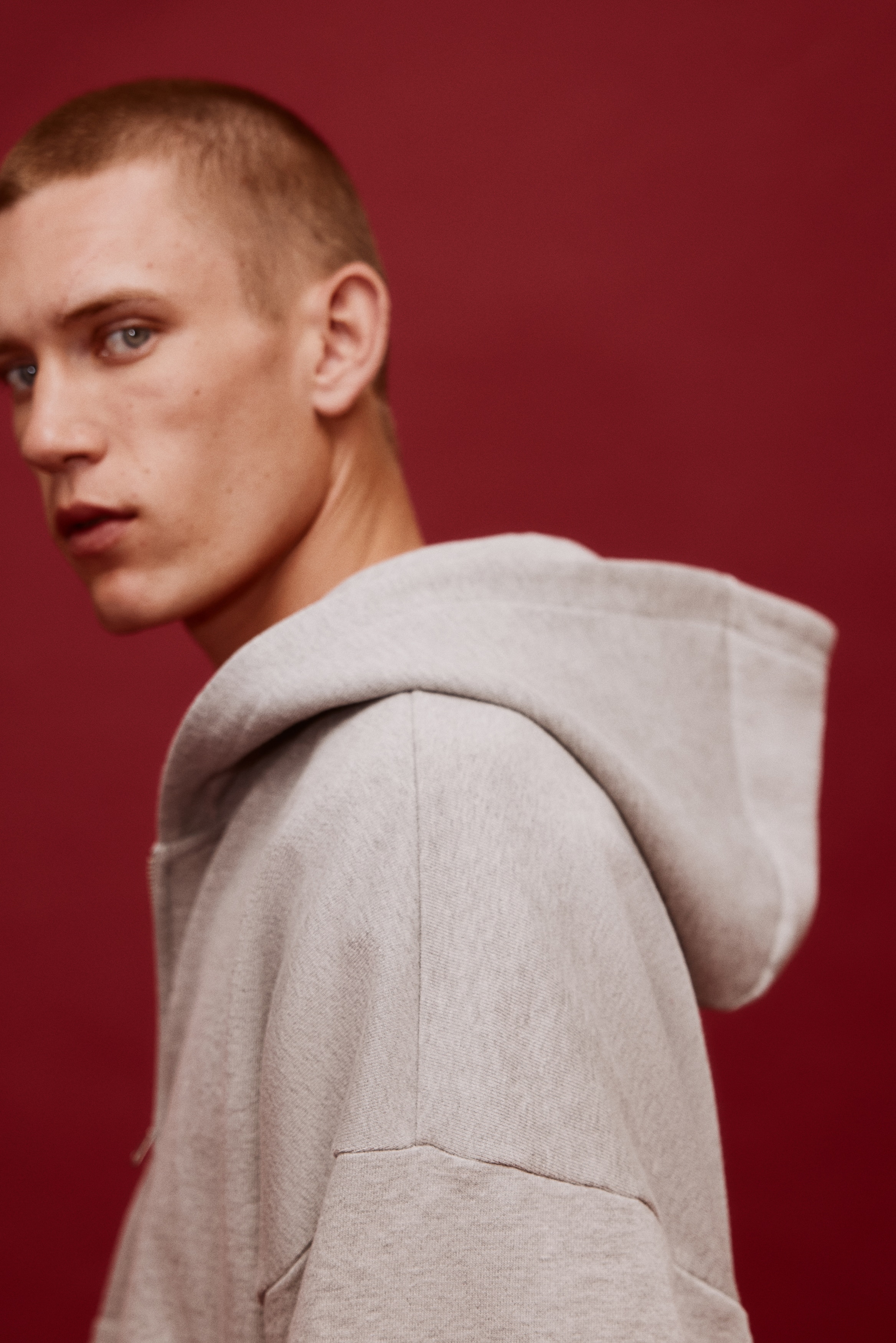 Men's Gray melange Oversized-Fit Hooded Jacket | H&M CA