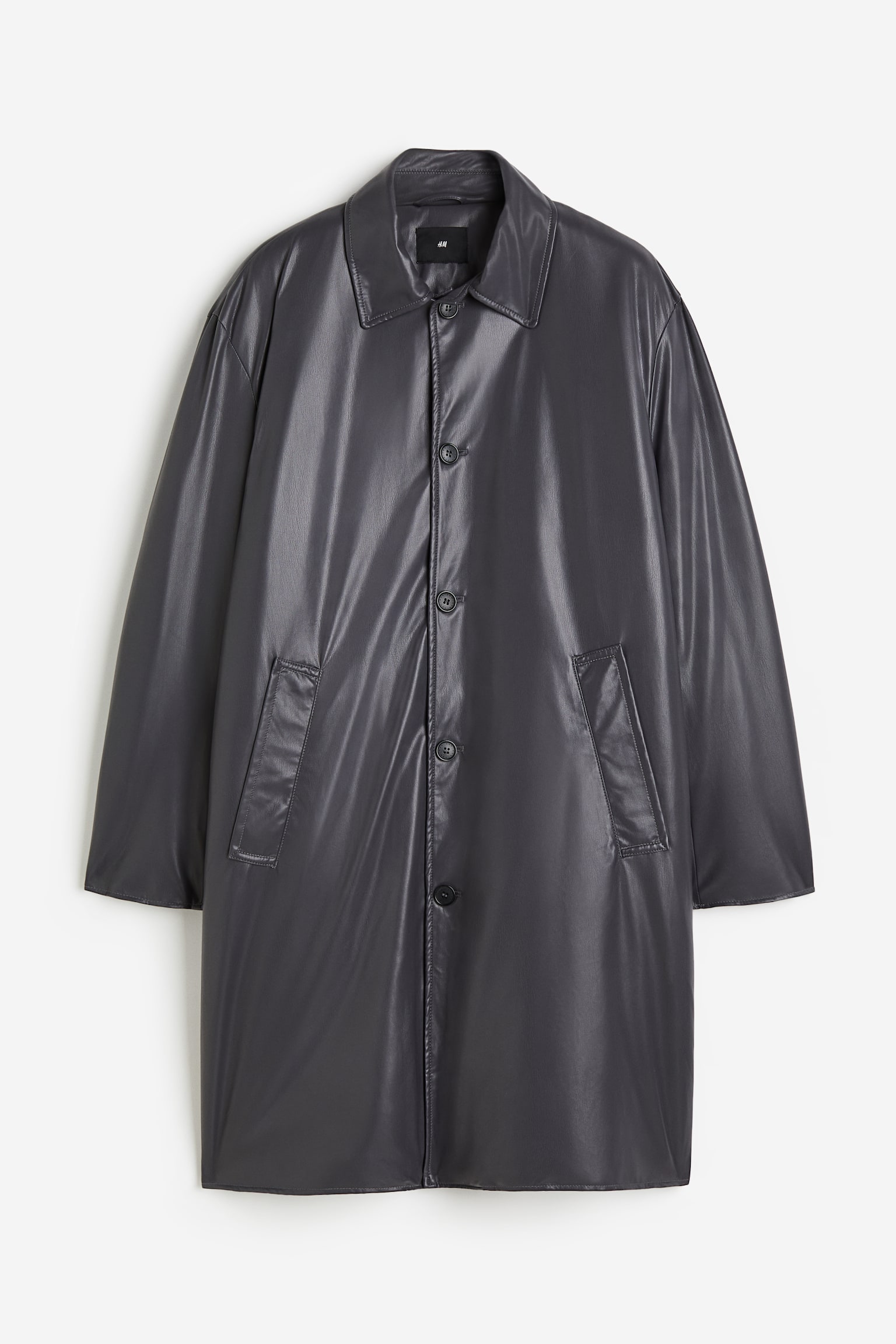 Coated car coat - Dark grey - 1