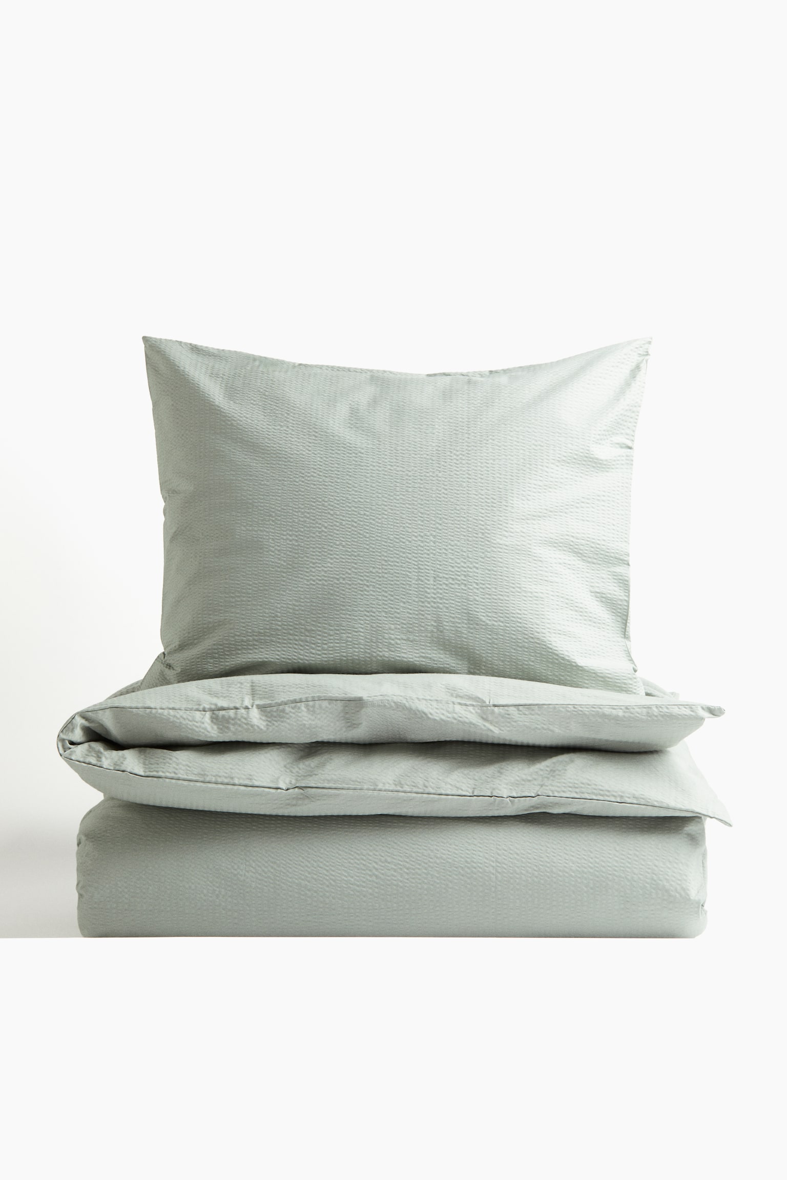 Set de funda de duvet individual en seersucker - Verde tenue claro/Blanco/Beige claro/Rosa tenue oscuro/Dark beige - 4