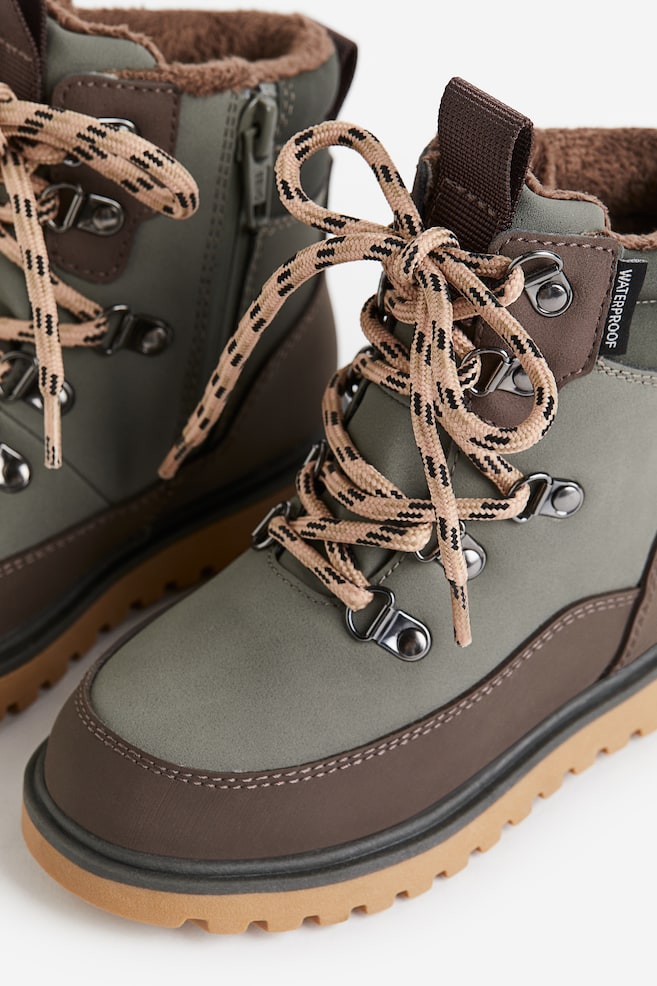 Waterproof lace-up boots - Khaki green/Dark brown/Black/Dusty pink/Light brown - 3