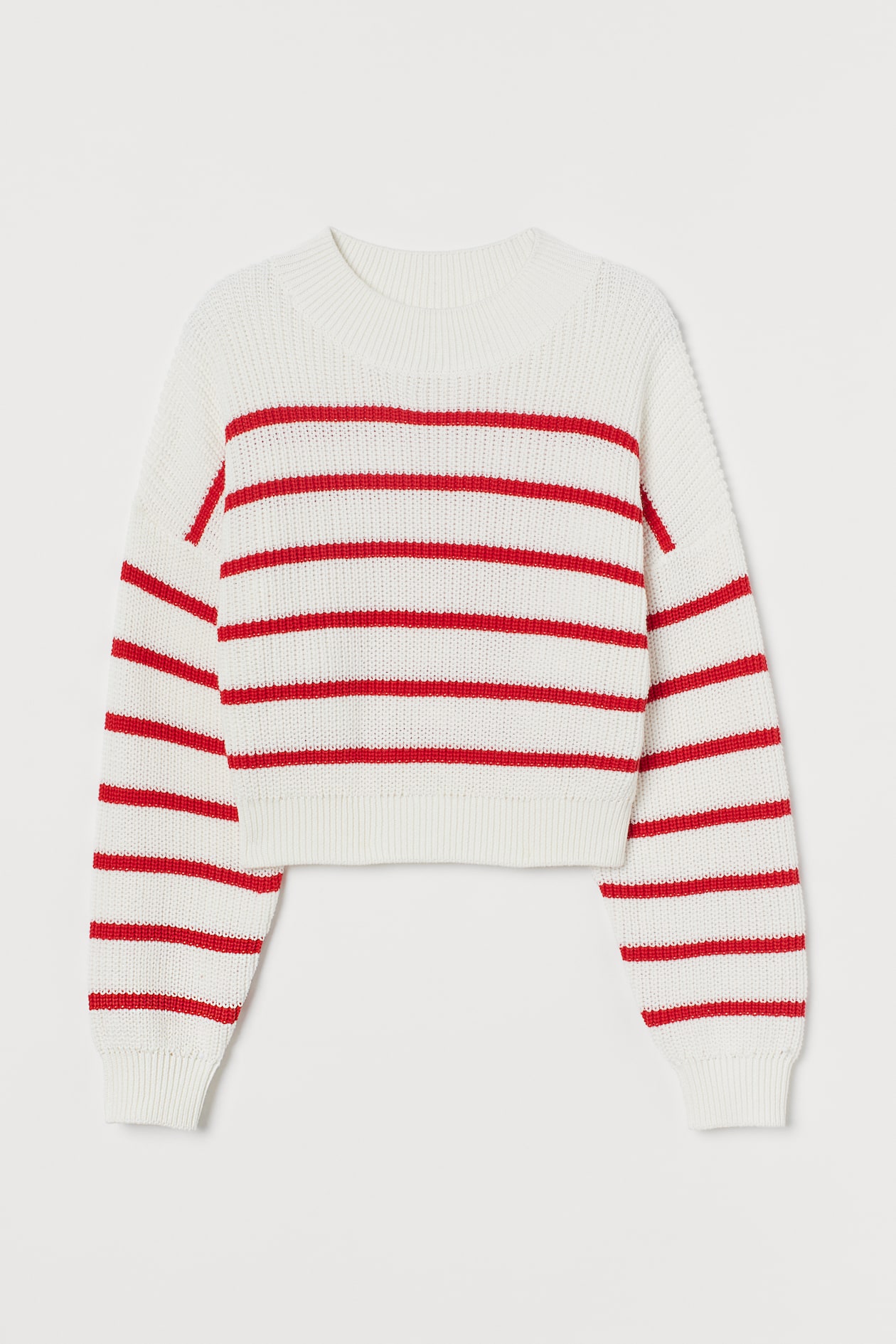 Knit Sweater - Round Neck - Long sleeve - White/red striped - Kids | H&M US