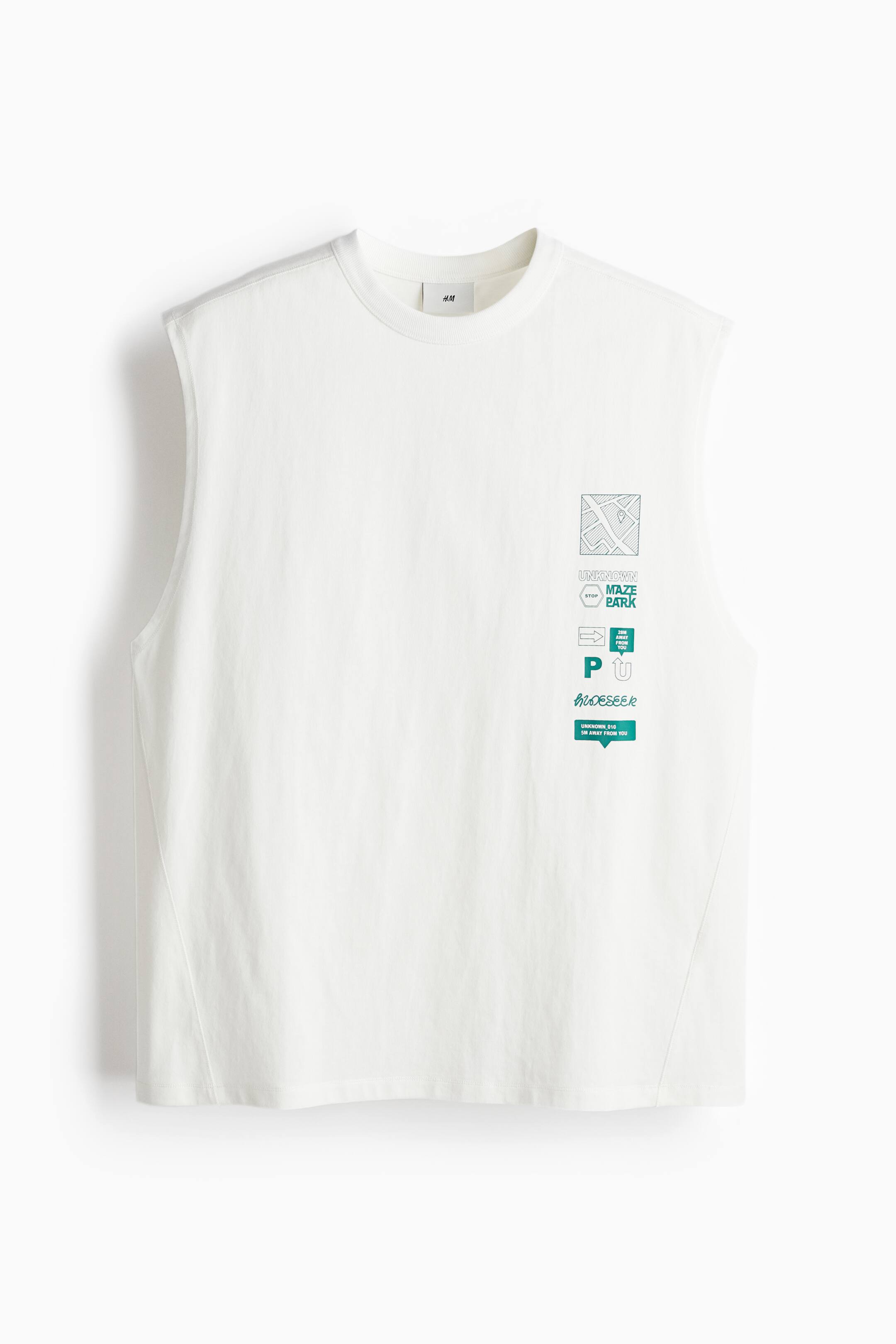 ルーズフィット プリントタンクトップ - ホワイト／Unknown - Men | H&M JP