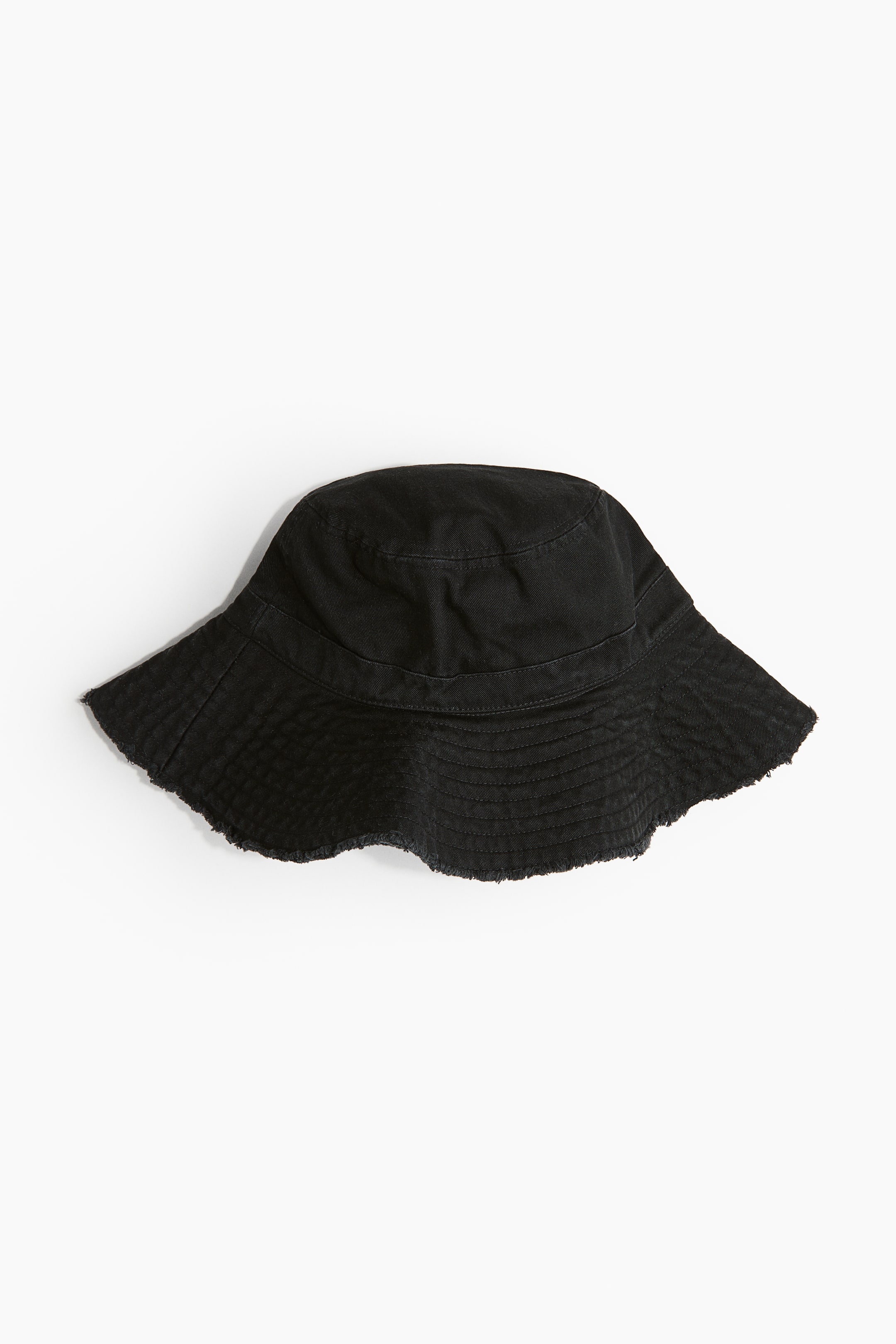 frayed-edge-cotton-bucket-hat-black-ladies-h-m-gb