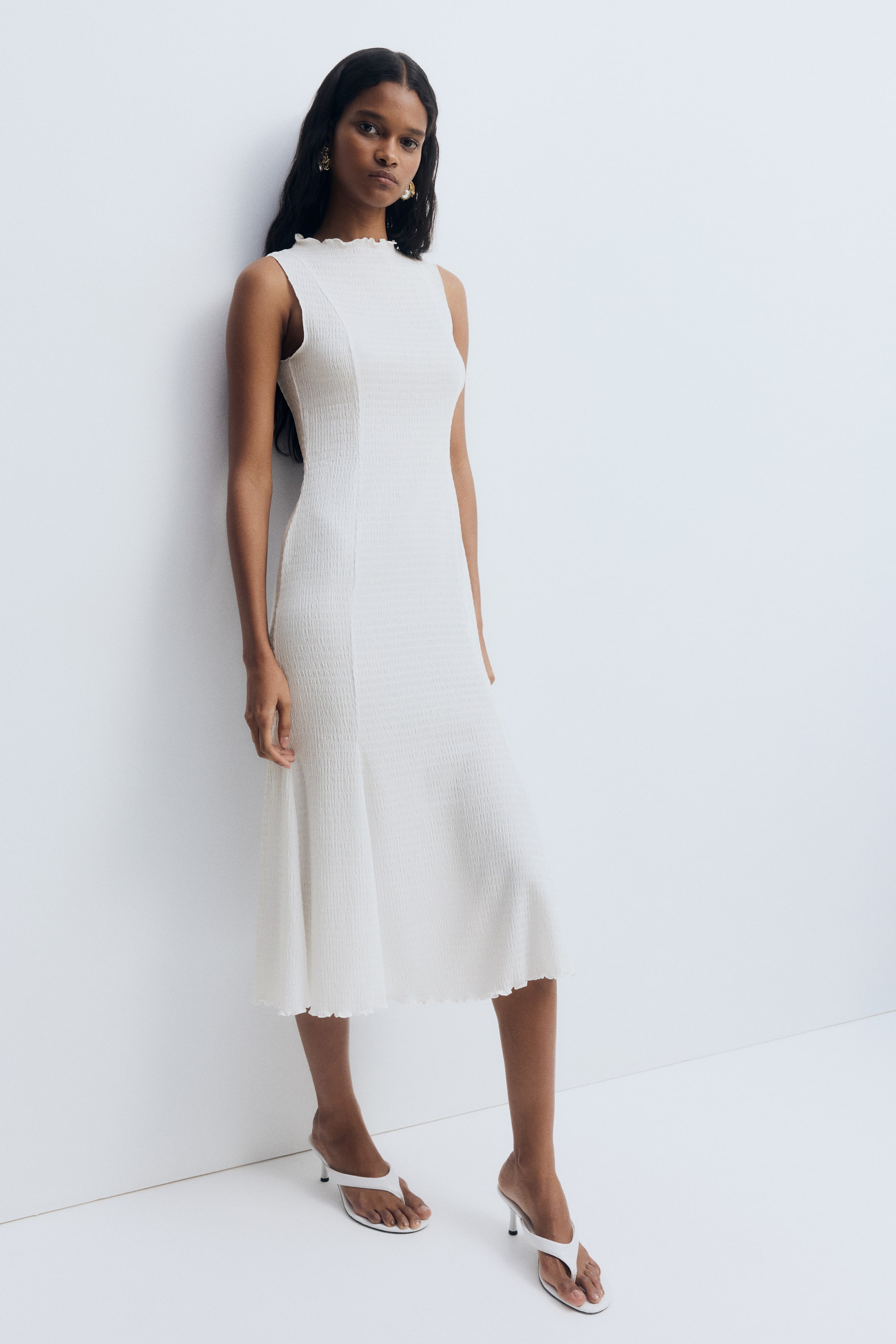 View larger image: Smocked Dress - White - Ladies | H&M US 2