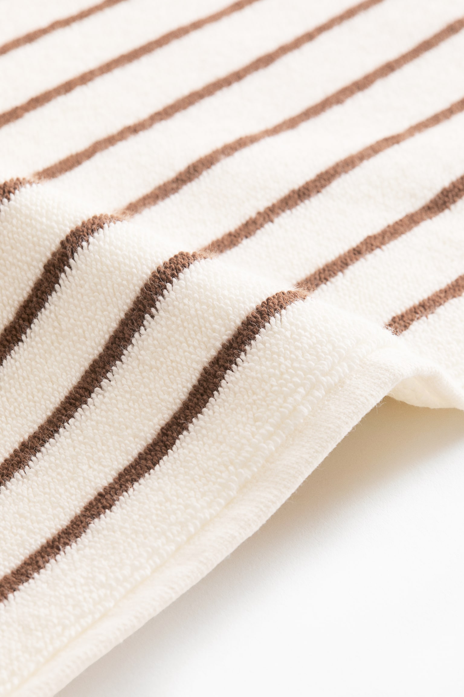 Cotton terry bath mat-White/Brown striped - 3