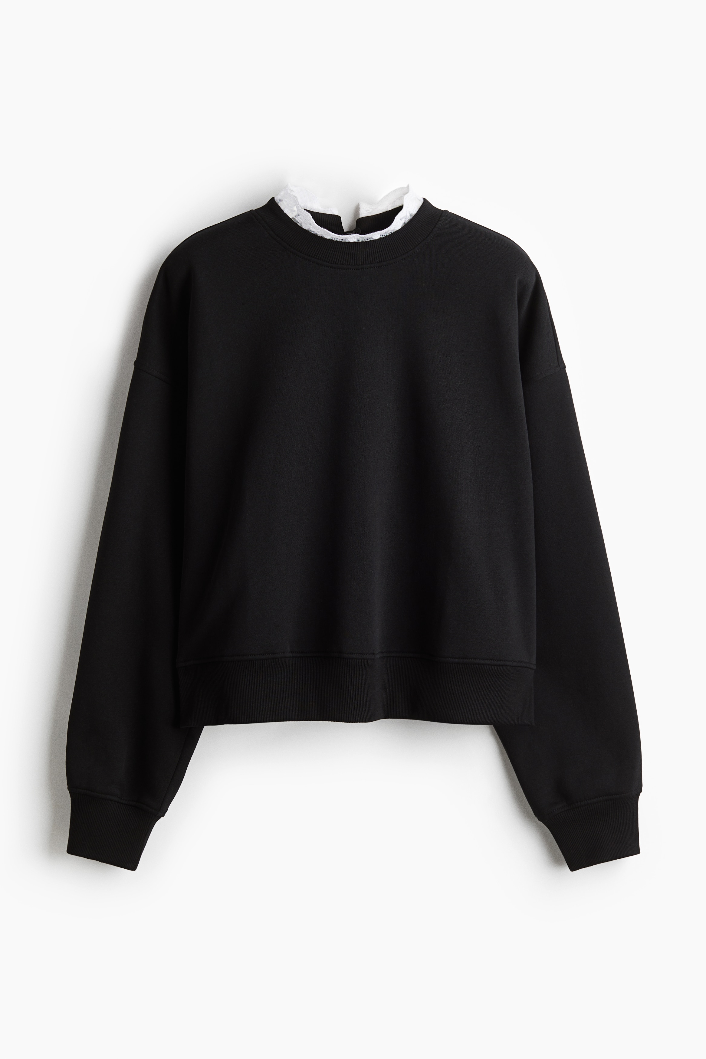 Sweat-shirt avec dentelle - Noir