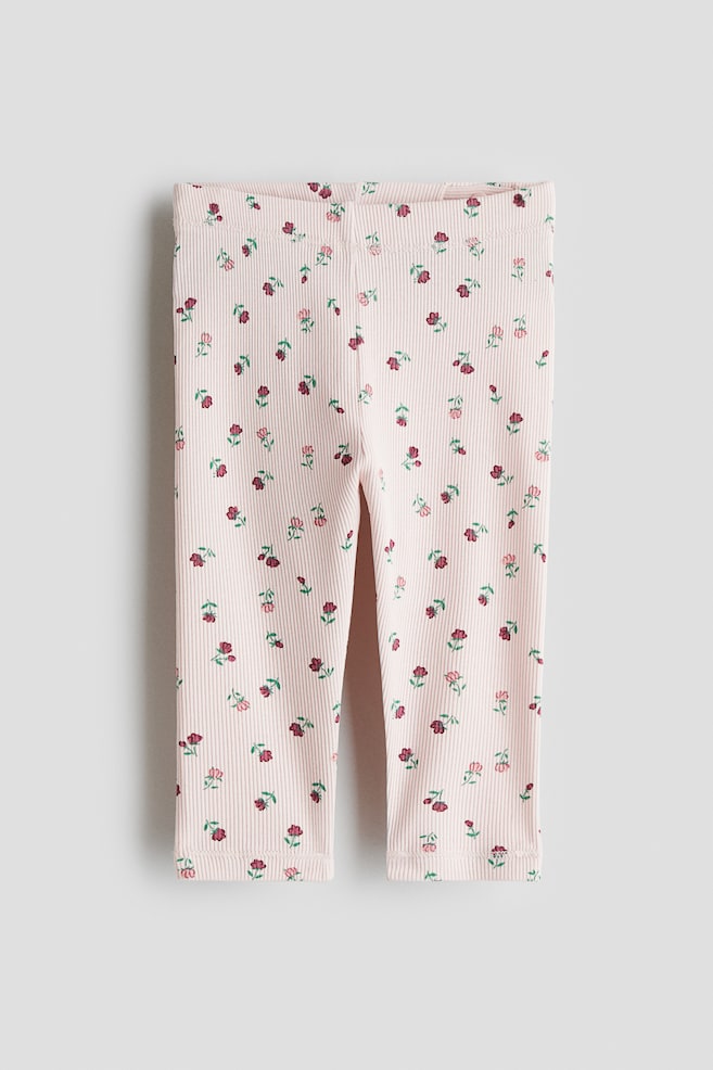 Legging en coton côtelé - Rose clair/fleuri/Blanc/fleuri/Rose clair/motif - 1