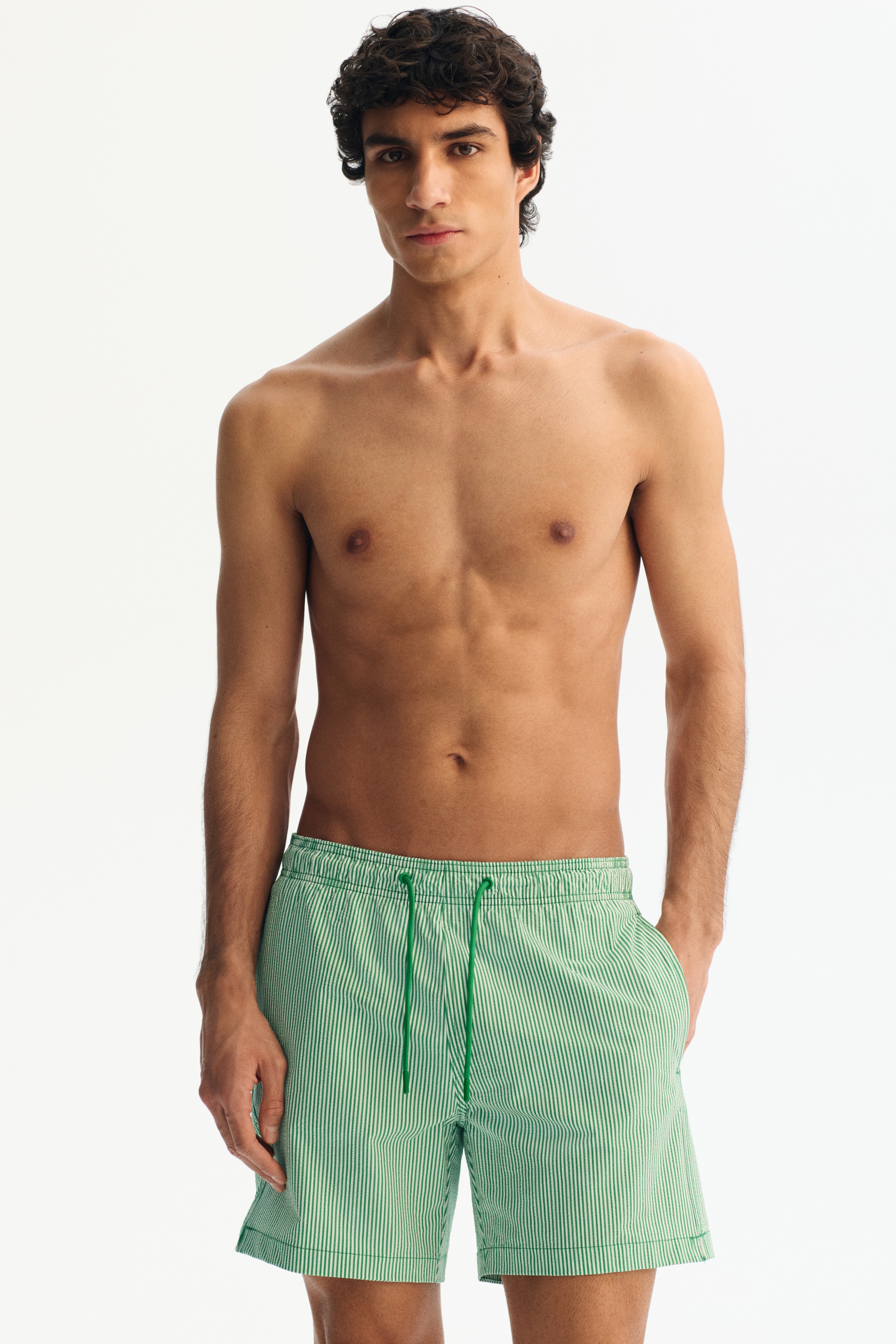 Seersucker Swim Shorts - Green/striped/Pink/striped/Dark brown/striped/Blue/striped/Light yellow/striped/Light blue/striped/Orange/striped