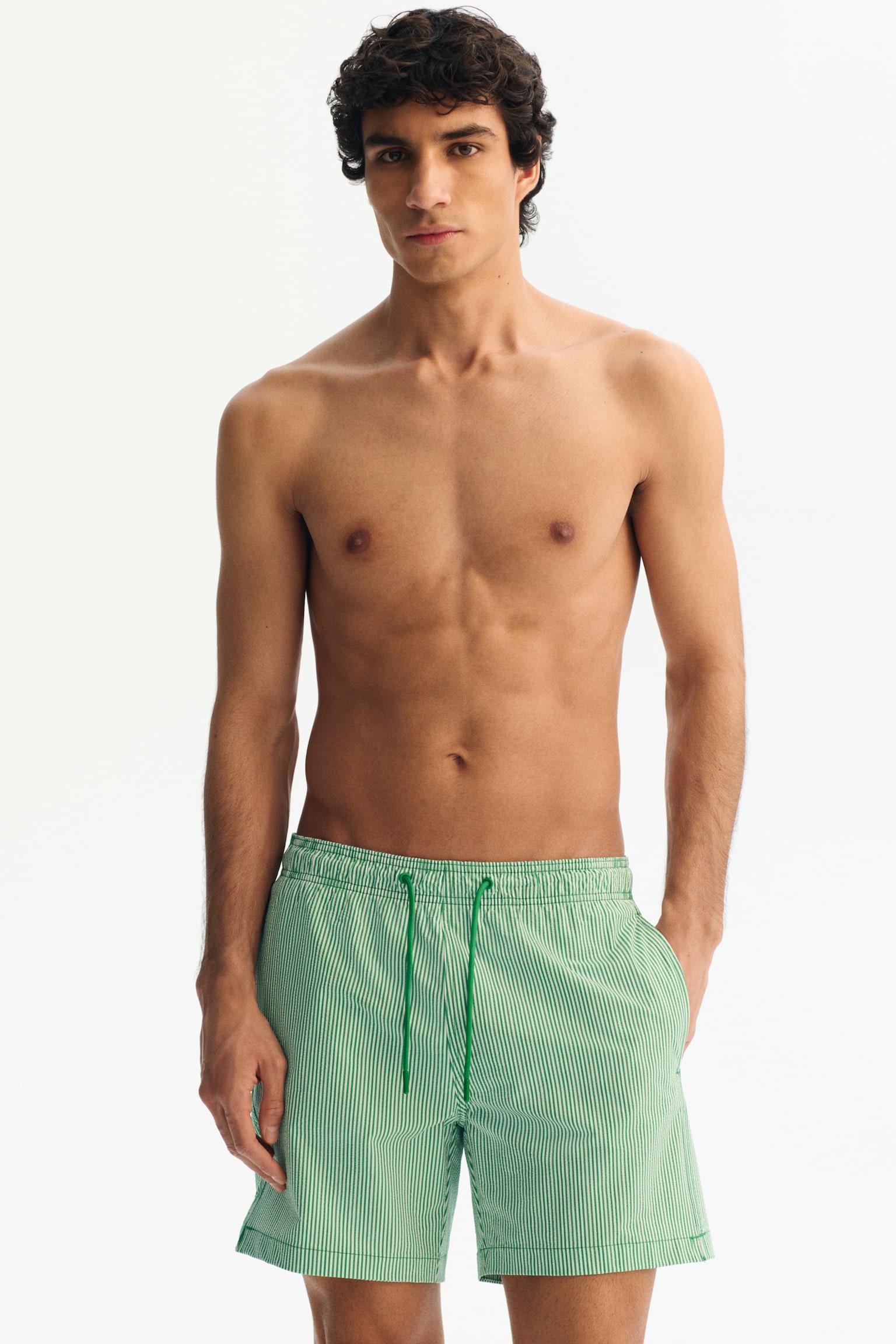 Seersucker swim shorts - Green/Striped/Light yellow/Striped/Light blue/Striped/Pink/Striped/Dark brown/Striped/Orange/Striped/Blue/Striped - 1