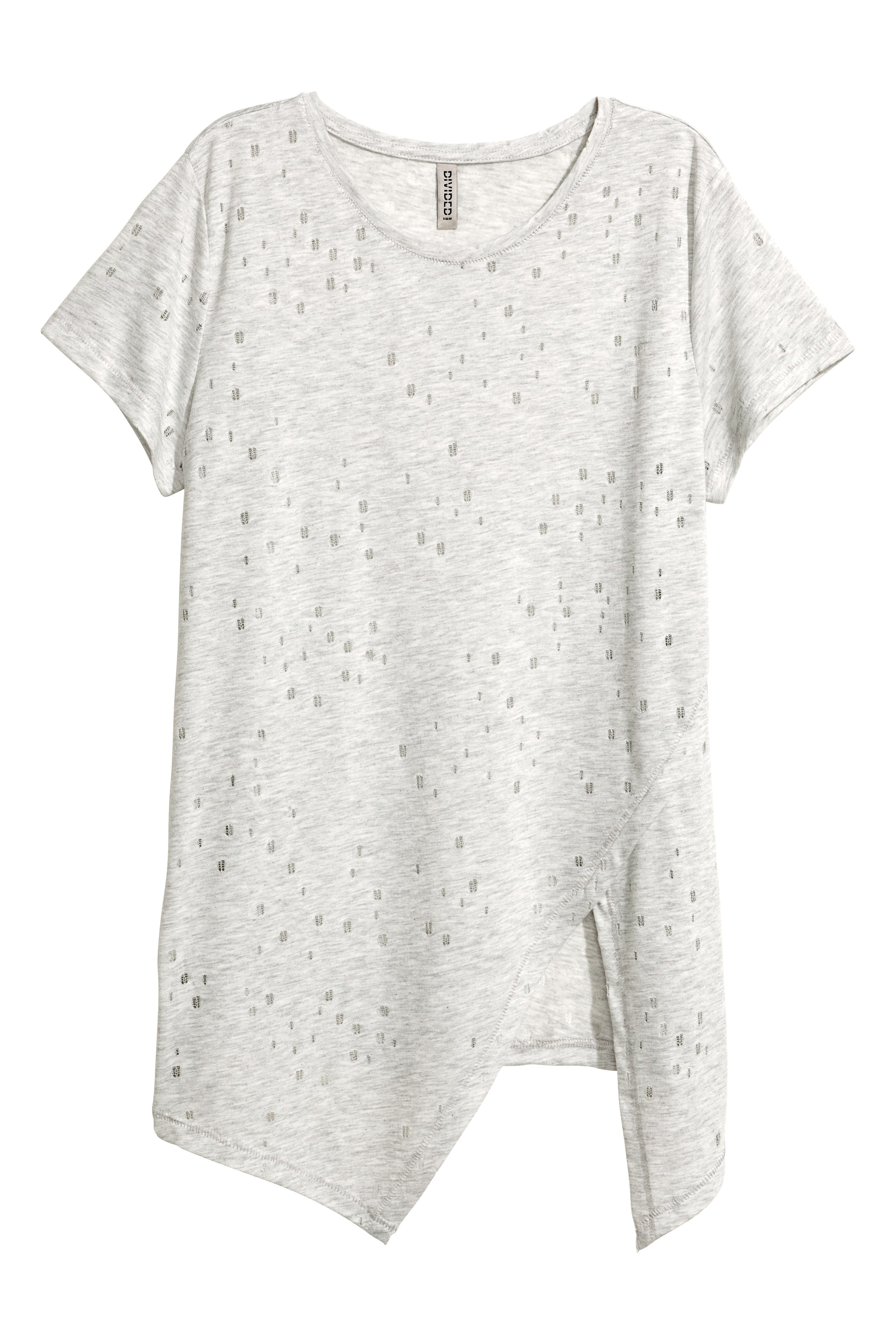 View larger image: Worn-look T-shirt - Light grey marl - Ladies | H&M GB 1