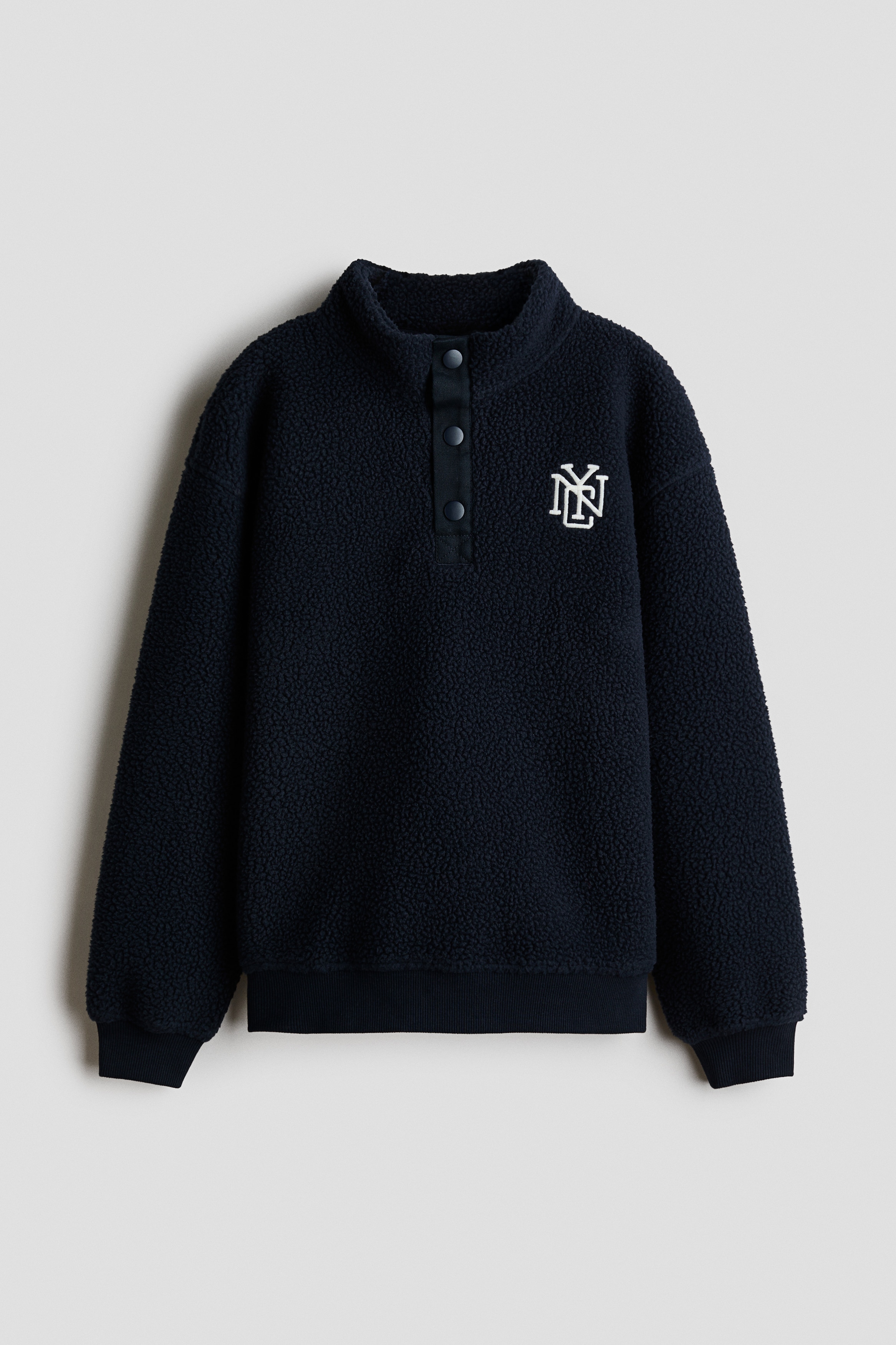 Embroidery-detail teddy sweatshirt - Navy blue/NYC