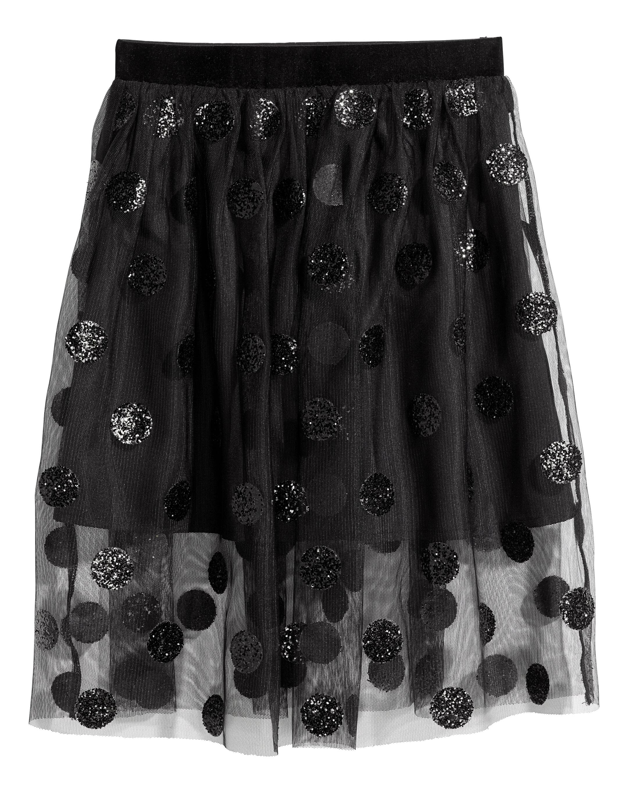View larger image: Tulle skirt with sequins - Black/Spotted - Kids | H&M GB 1