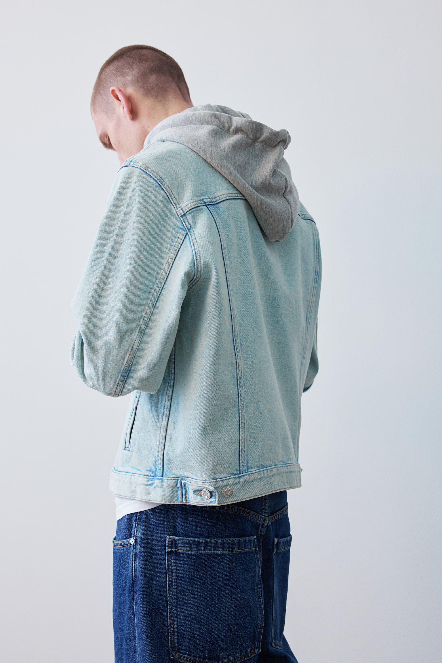 Slim Fit Hooded denim jacket - Light denim blue/Denim black - 6