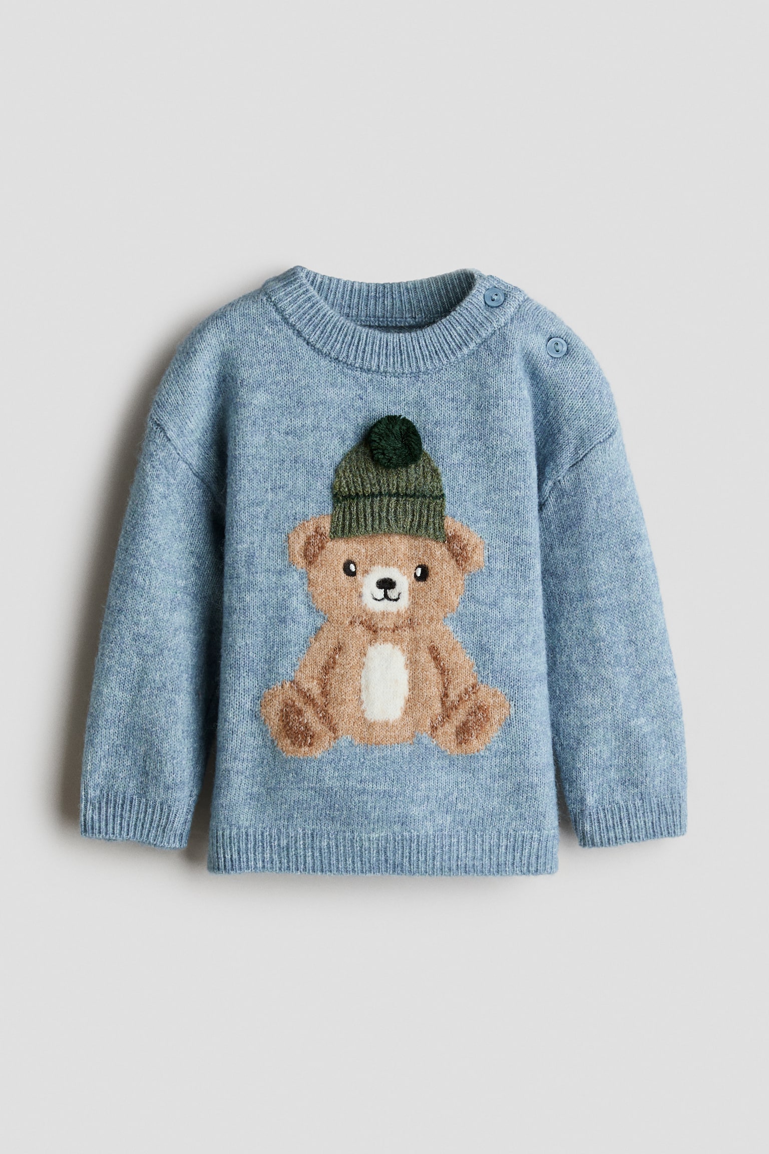 Motif-detail jumper - Light blue/Teddy bear/Light beige/Dinosaur/Light blue/Teddy bear