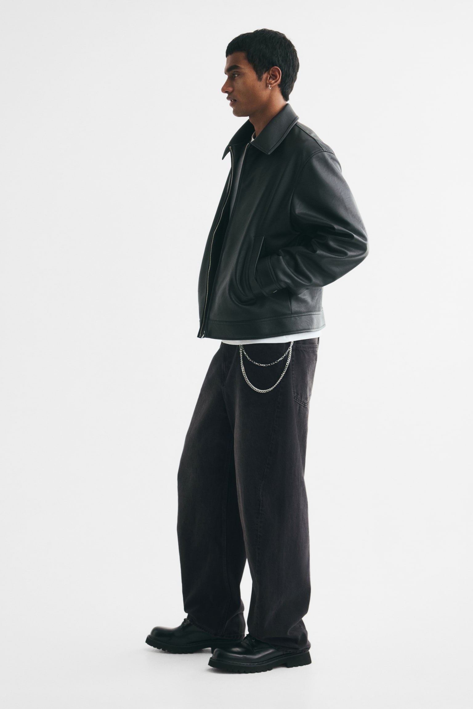 Мужские джинсы H&M Baggy Barrel-Leg, цвет: Джинсовый чёрный — фото 5