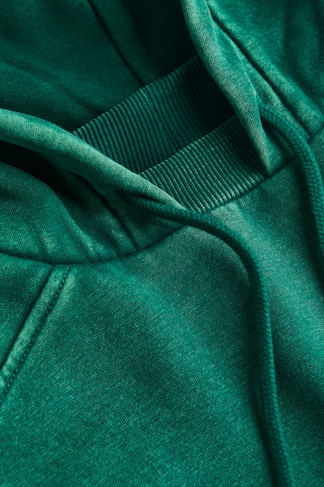 Oversized washed-look hoodie - Green/Black - 4