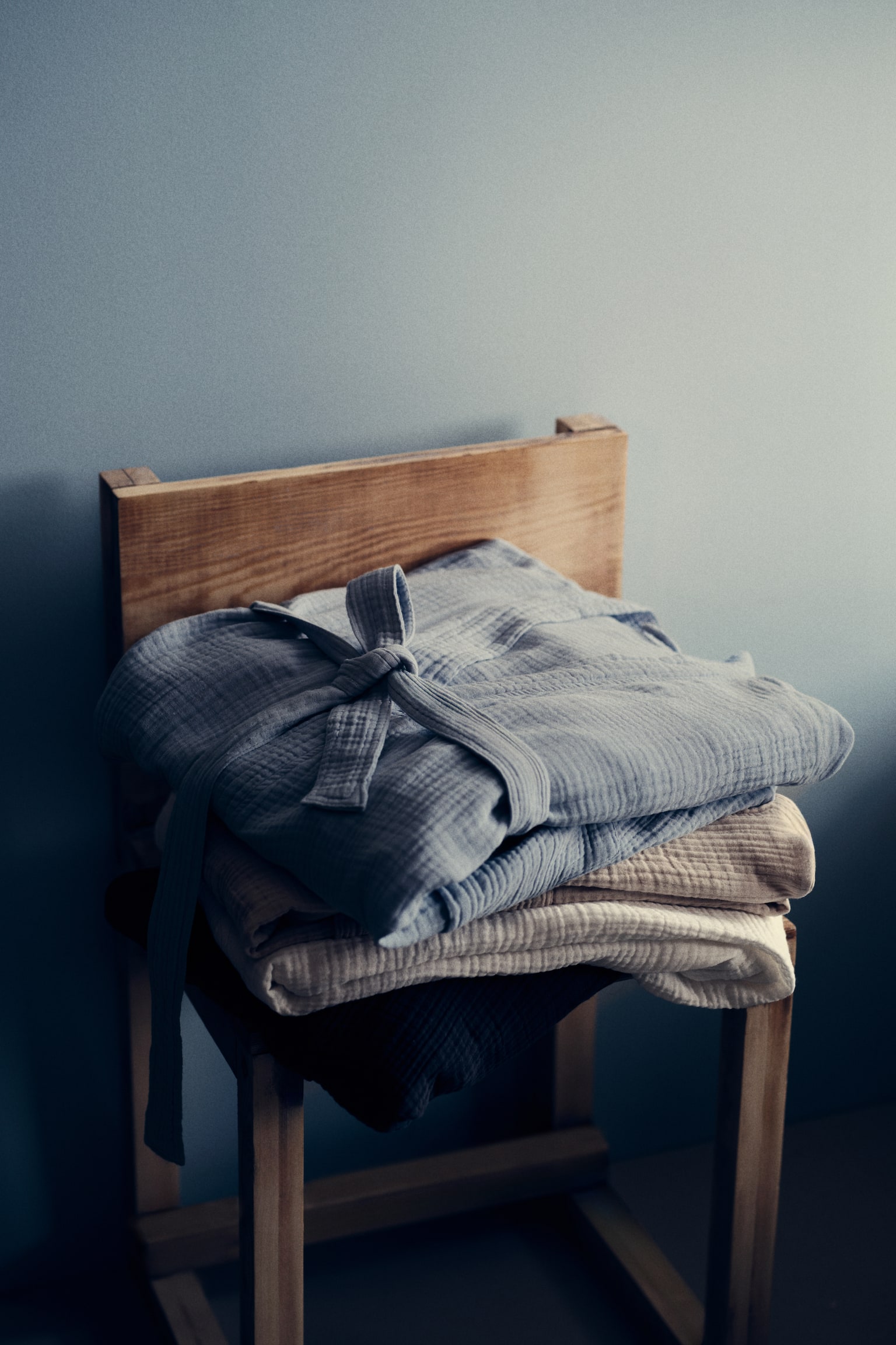 Muslin dressing gown - Light blue/Anthracite grey/Beige/Light mole/White/Orange/Light khaki green/Old rose - 2