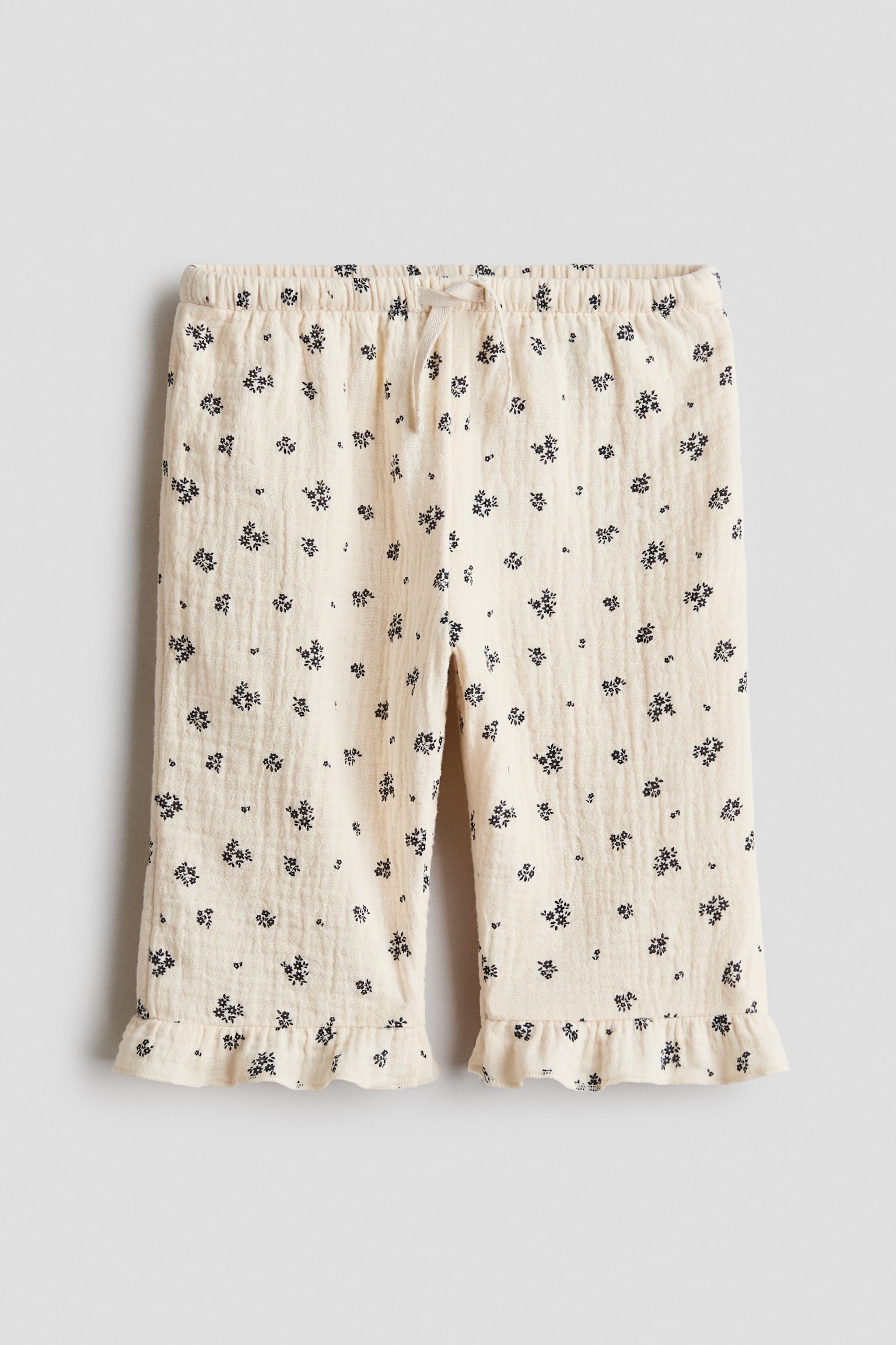 Cotton muslin trousers - Light beige/Floral/Dusty pink/Floral