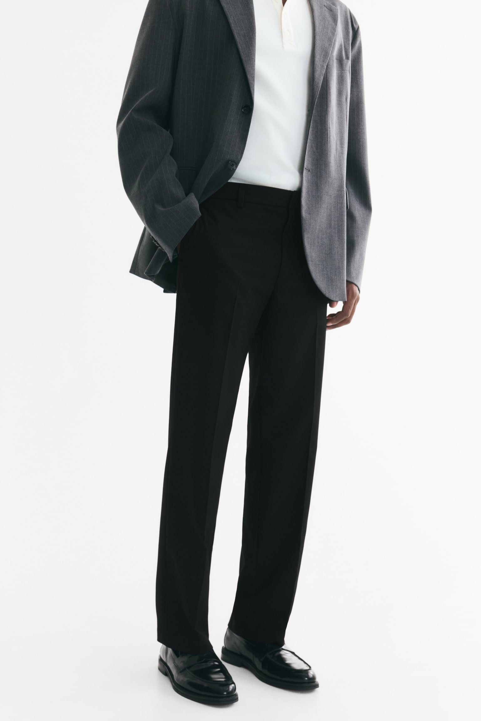 Мужские брюки H&M Regular-Fit Tailored, цвет: Чёрный — фото 3