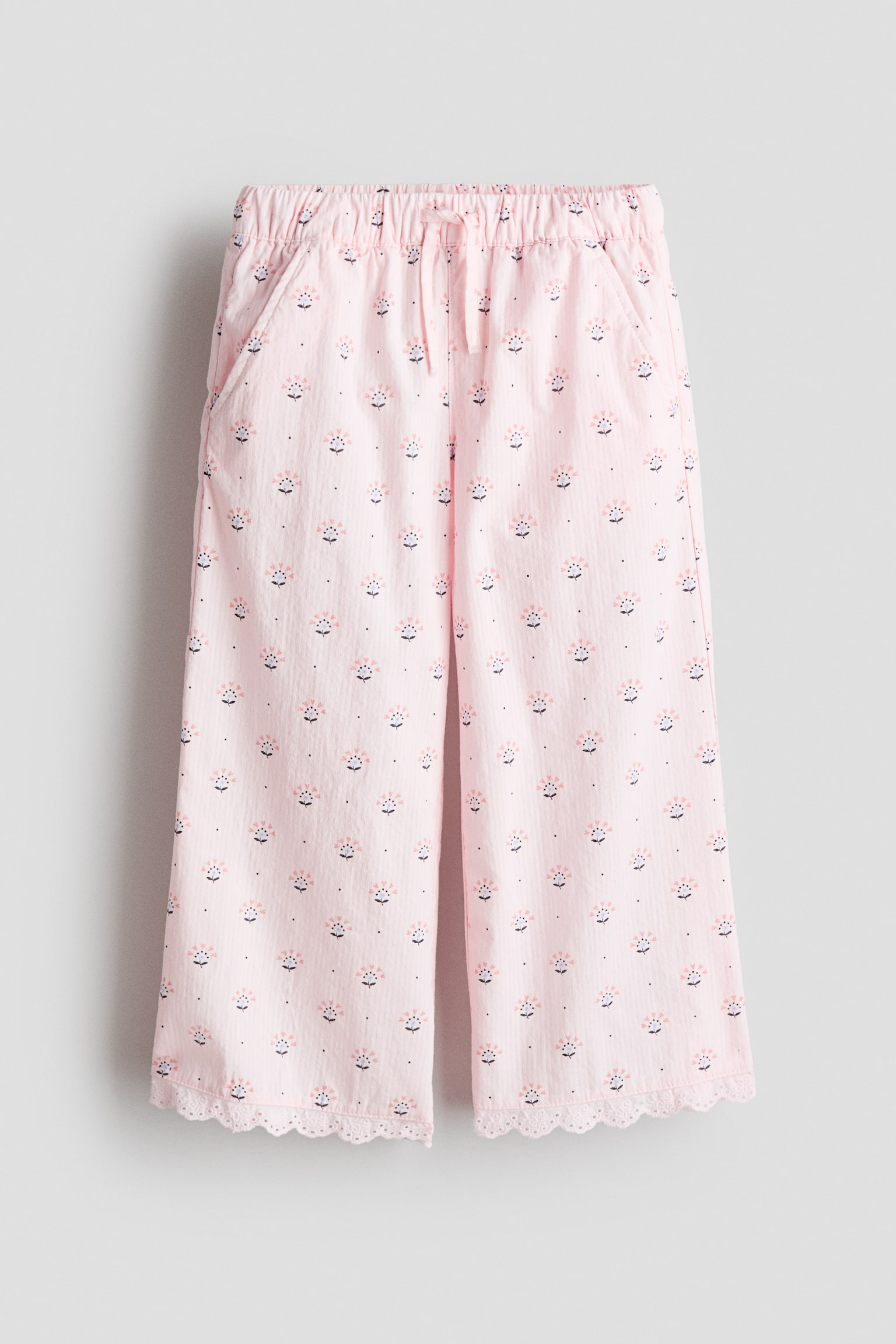 Lace-trimmed seersucker trousers - 2