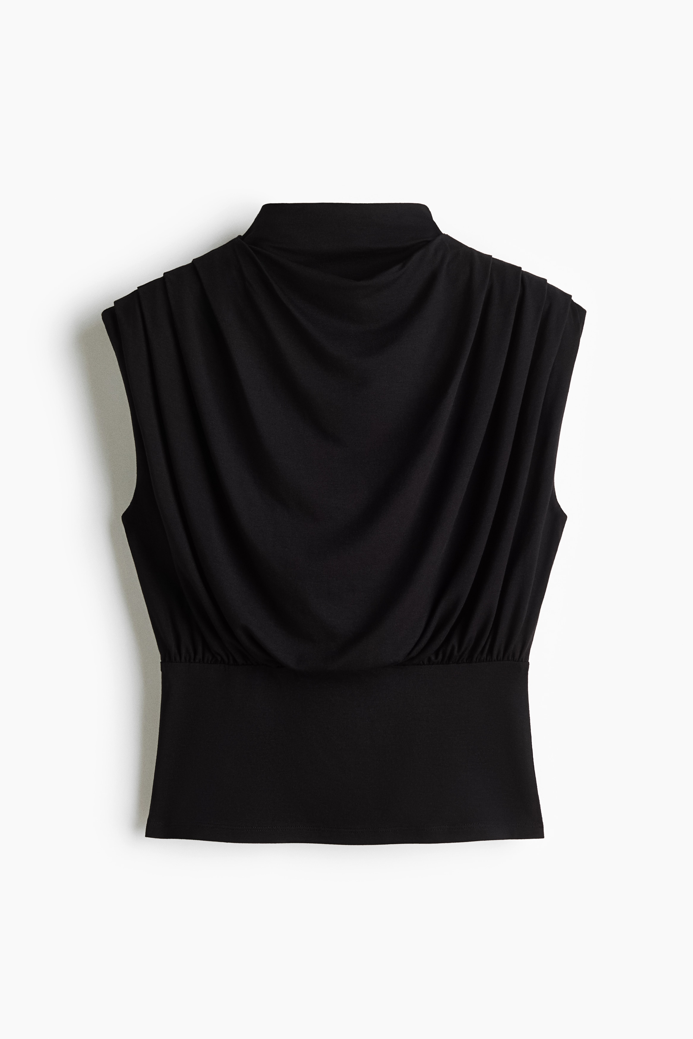 Viskosetop mit Turtleneck - Schwarz/Dunkelbraun