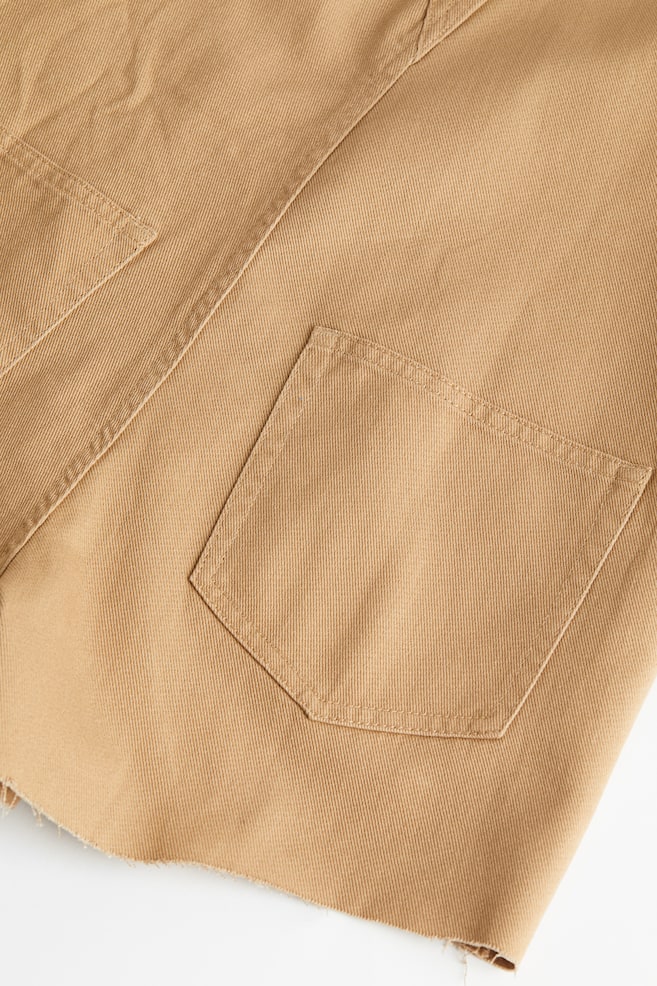 Twill dungaree shorts - Dark beige - 4