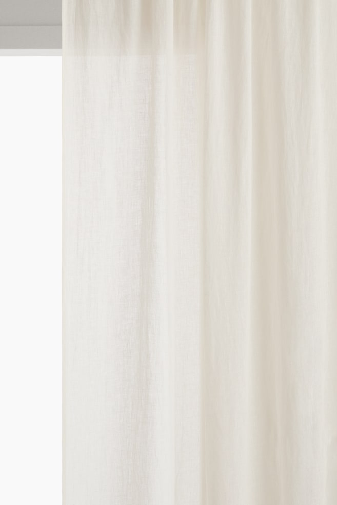 Lot de 2 rideaux en lin - Crème/Taupe - 1