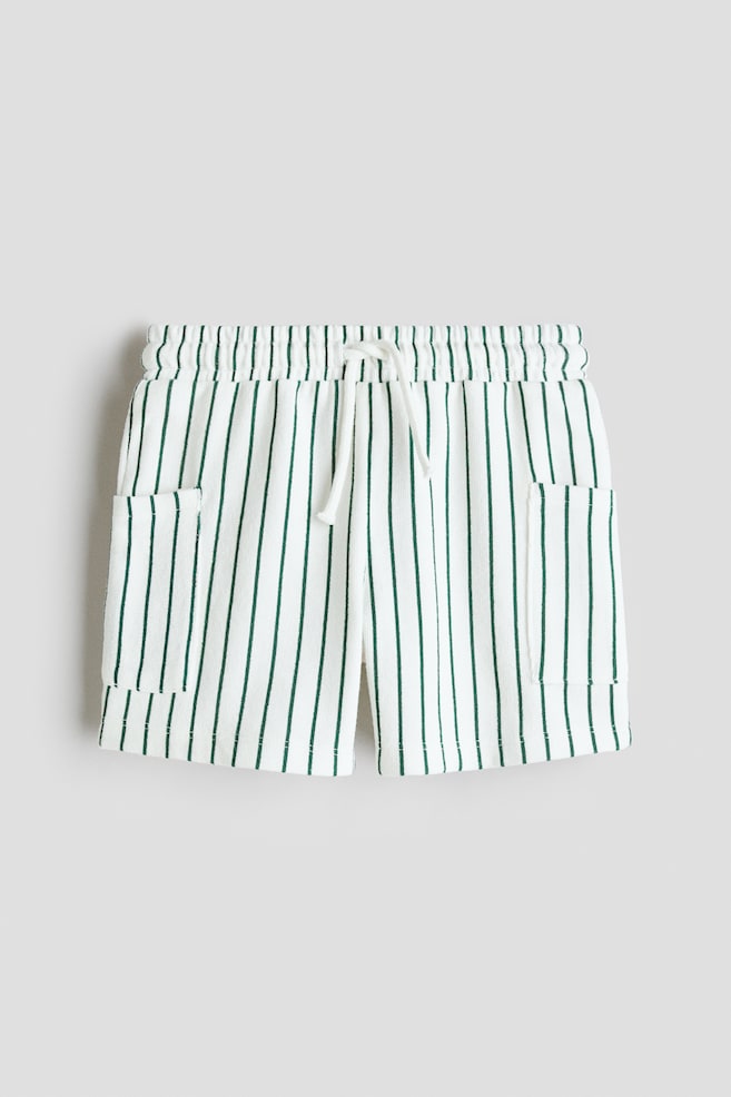 Textured jersey shorts - Green/striped - 1