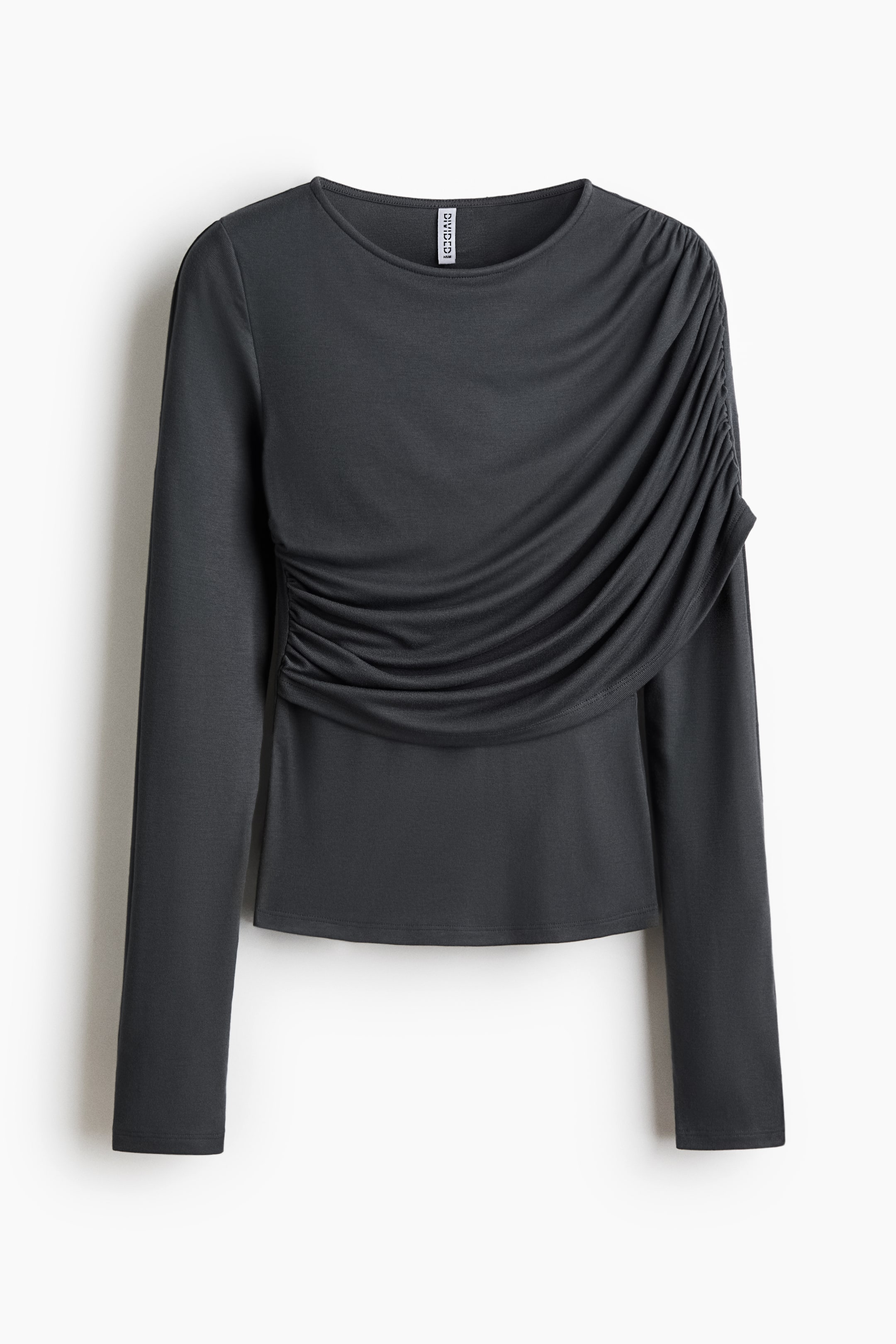 View larger image: Draped viscose top - Dark grey - Ladies | H&M IN 1