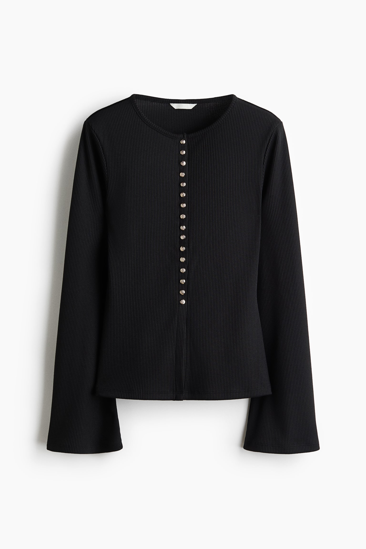 Женский кардиган H&M Fitted Rib-Knit, цвет: Чёрный — фото 1