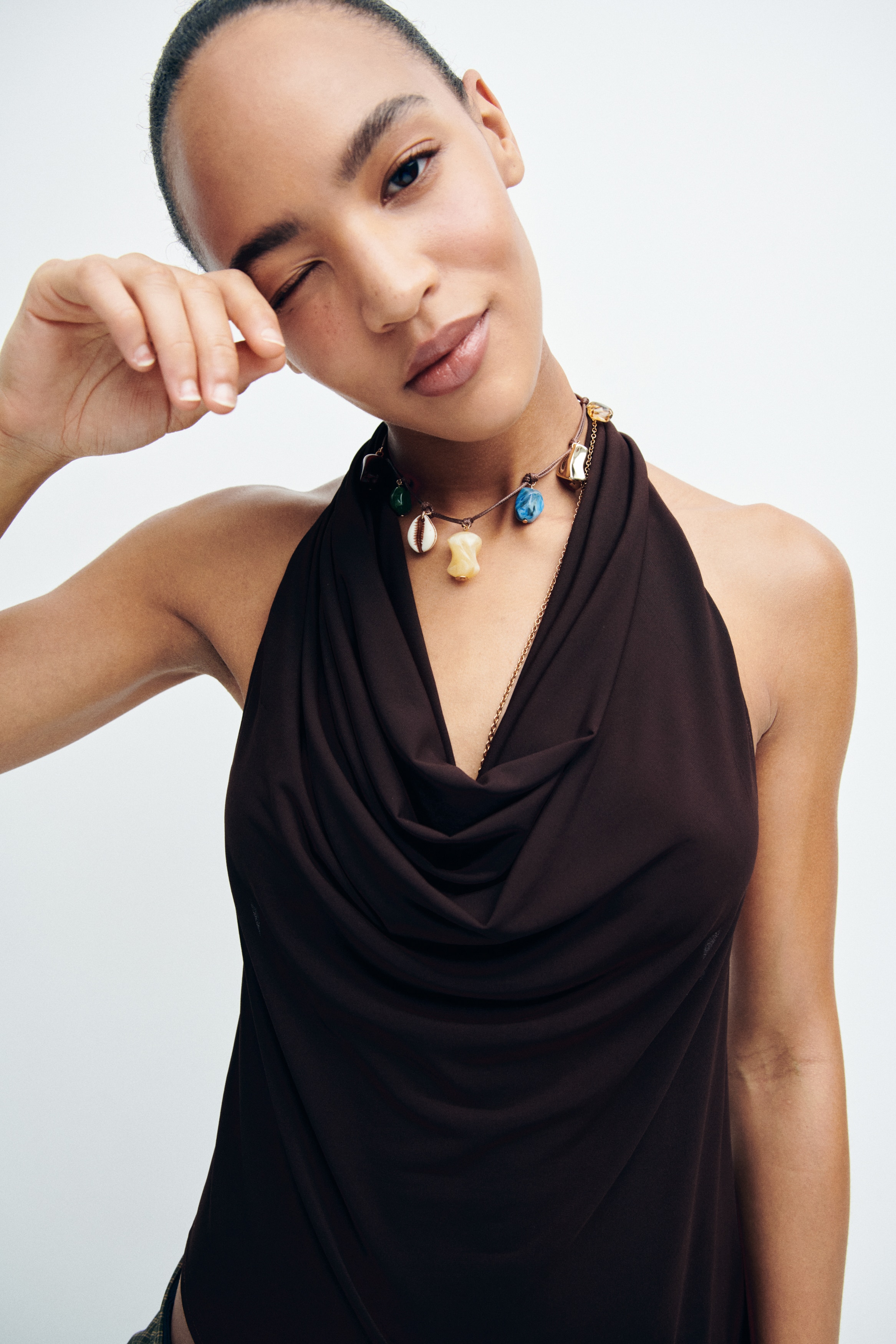 Asymmetric Halterneck Top - thumbnail 3