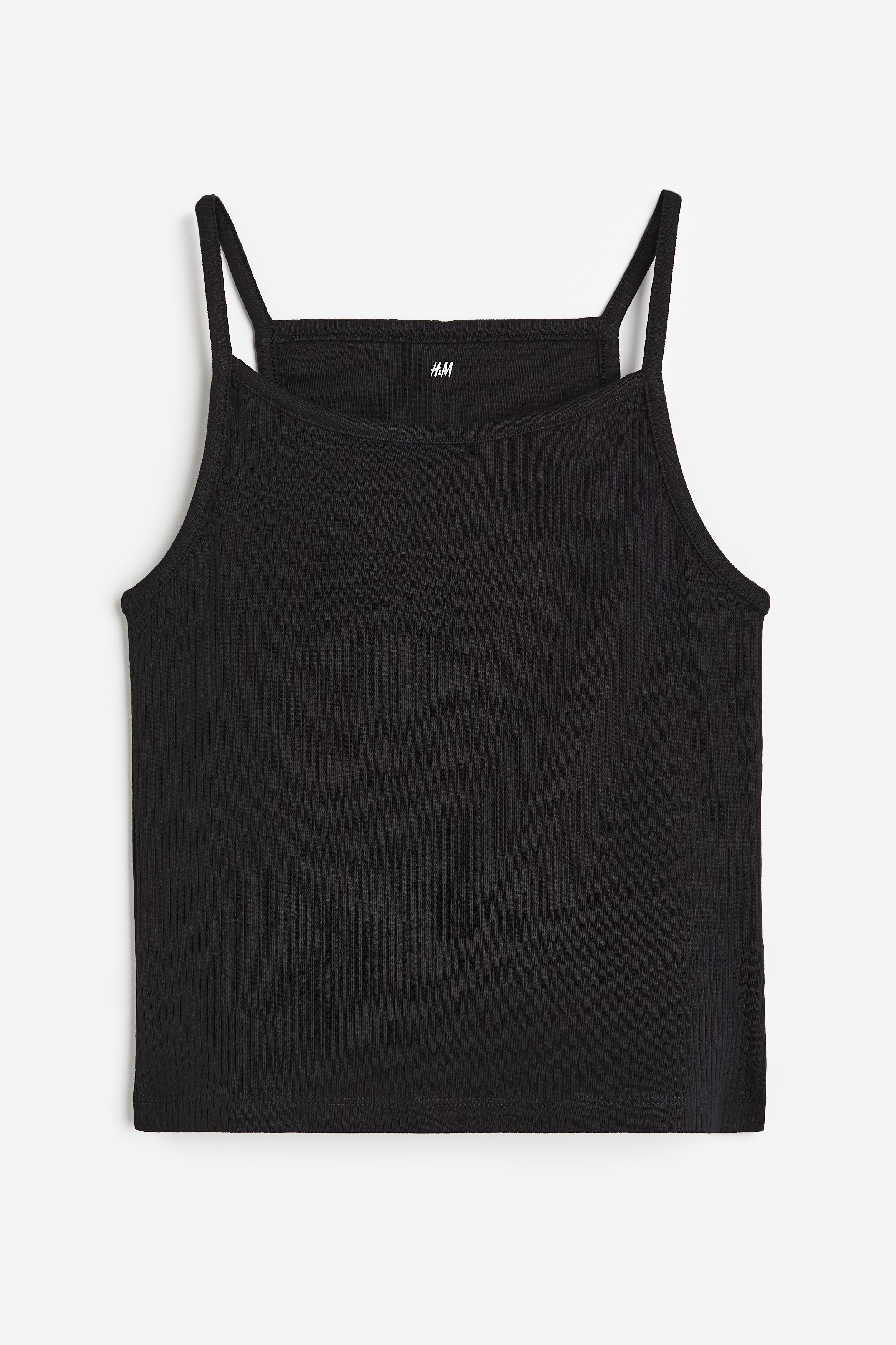 Black Ribbed vest top - Size: 10-12Y  - H&M