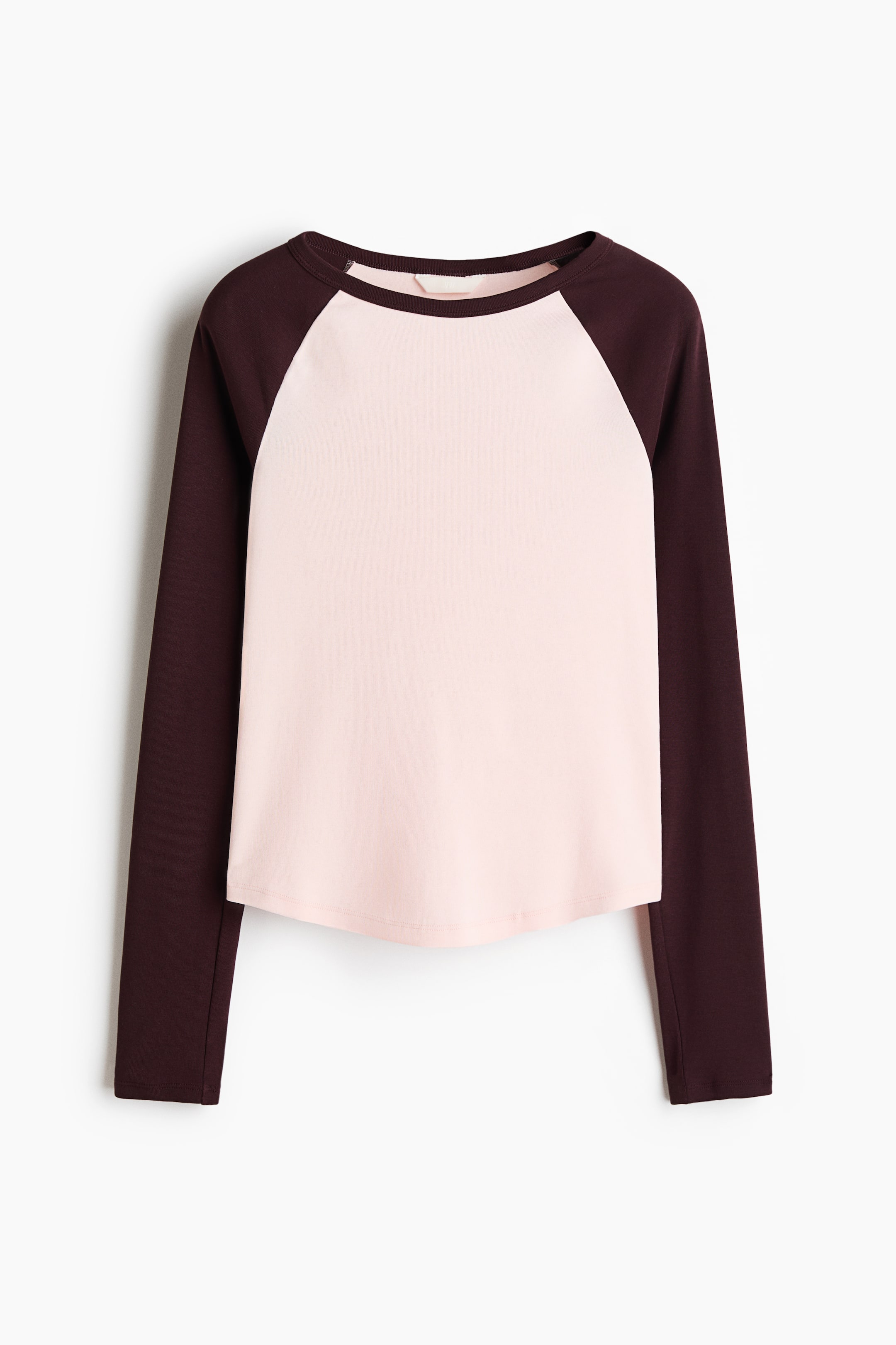 이미지 확대 보기: 래글런 슬리브 코튼 탑 - 페일 핑크/컬러블록 - 여성 | H&M KR 1