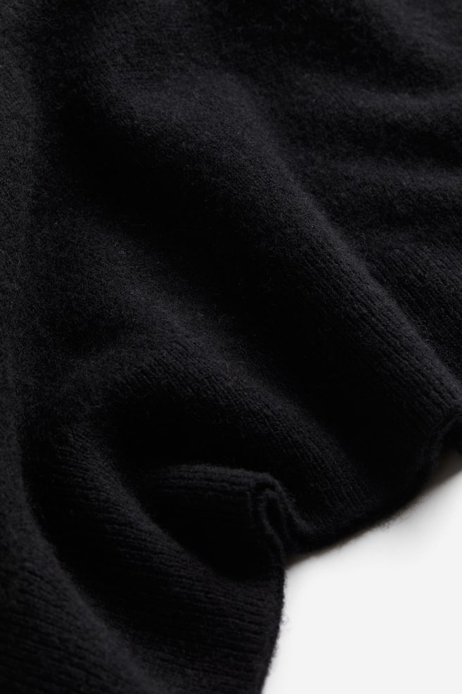 Kaszmirowy sweter z krótkim rękawem - Czarny/Szary melanż - 6