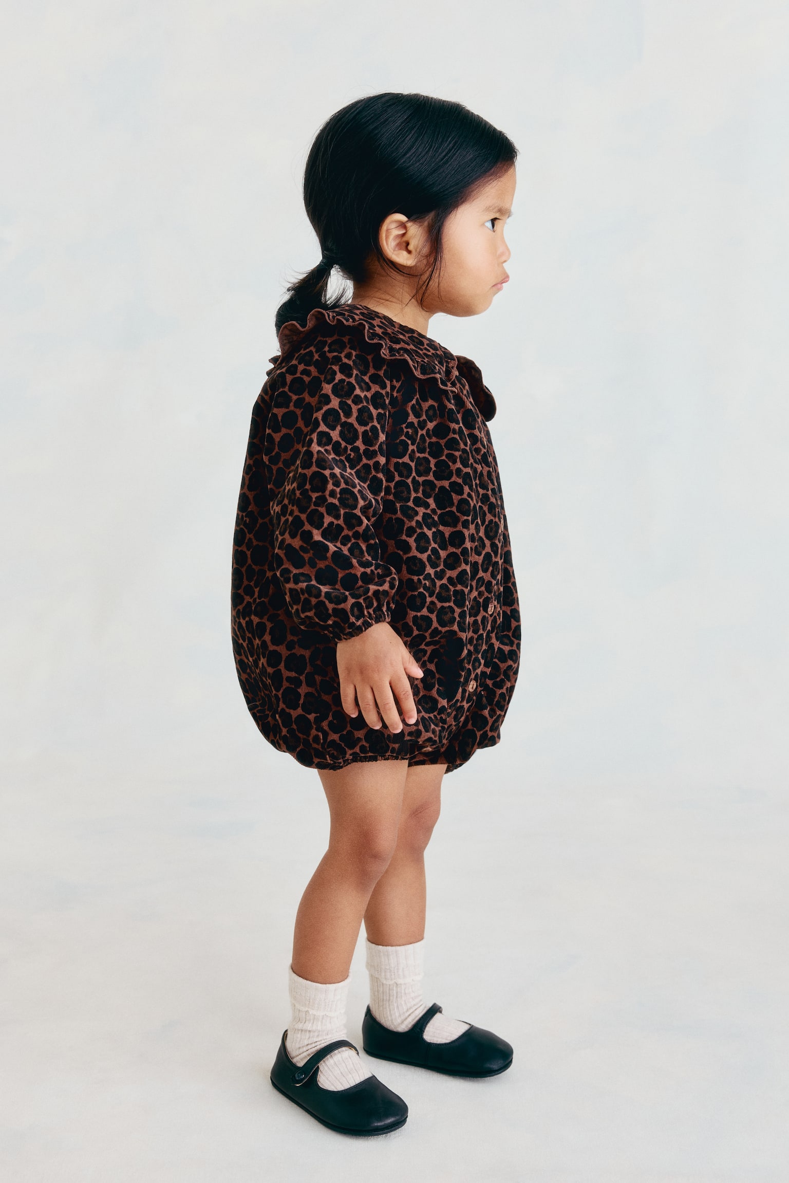 Детский комбинезон H&M Cotton Corduroy Romper Suit, цвет: Коричневый / Леопардовый с принтом — фото 5