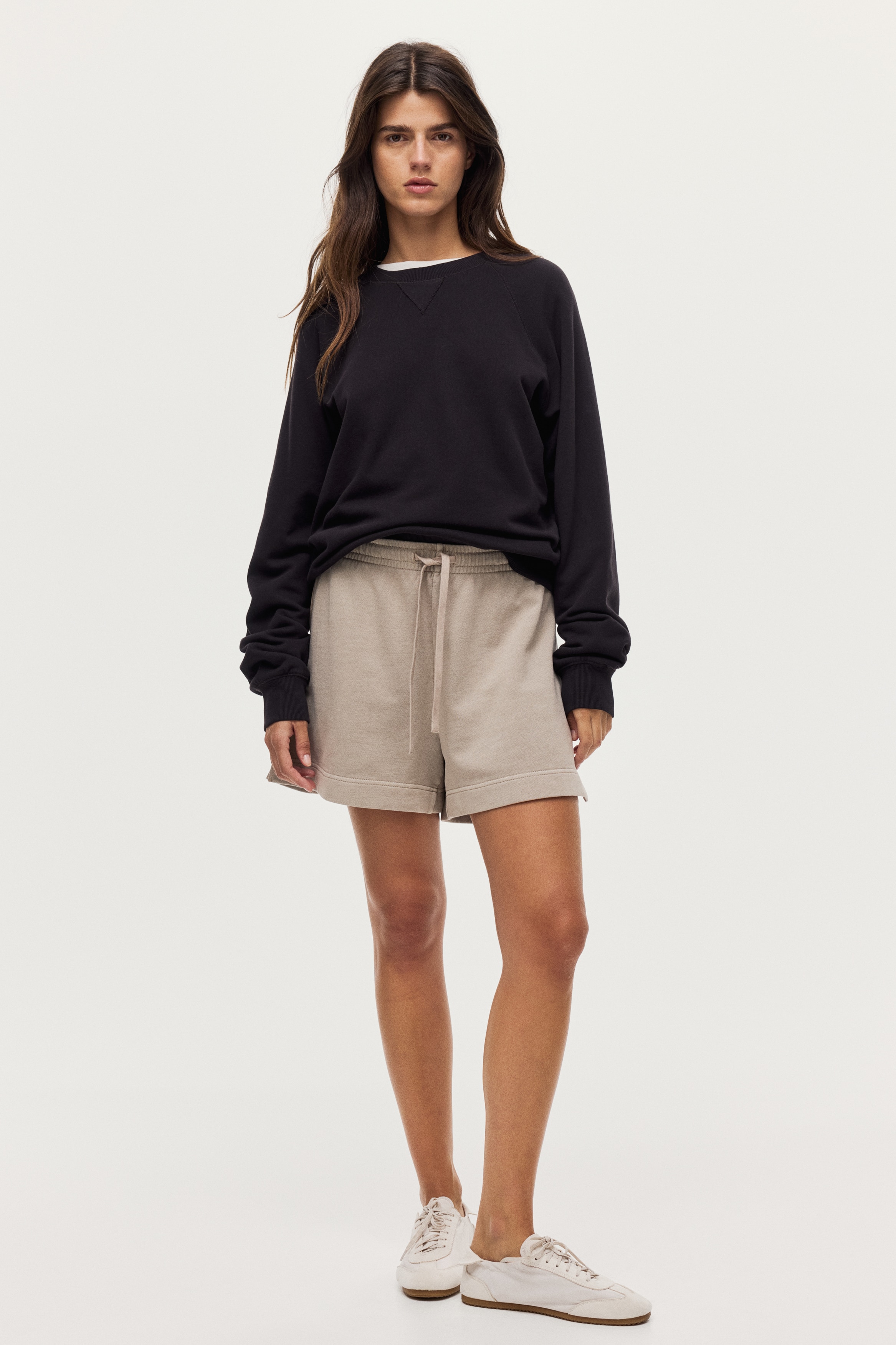 Dame - Lys gråbeige Washed sweatshorts i bomull - Size: XXS  - H&M