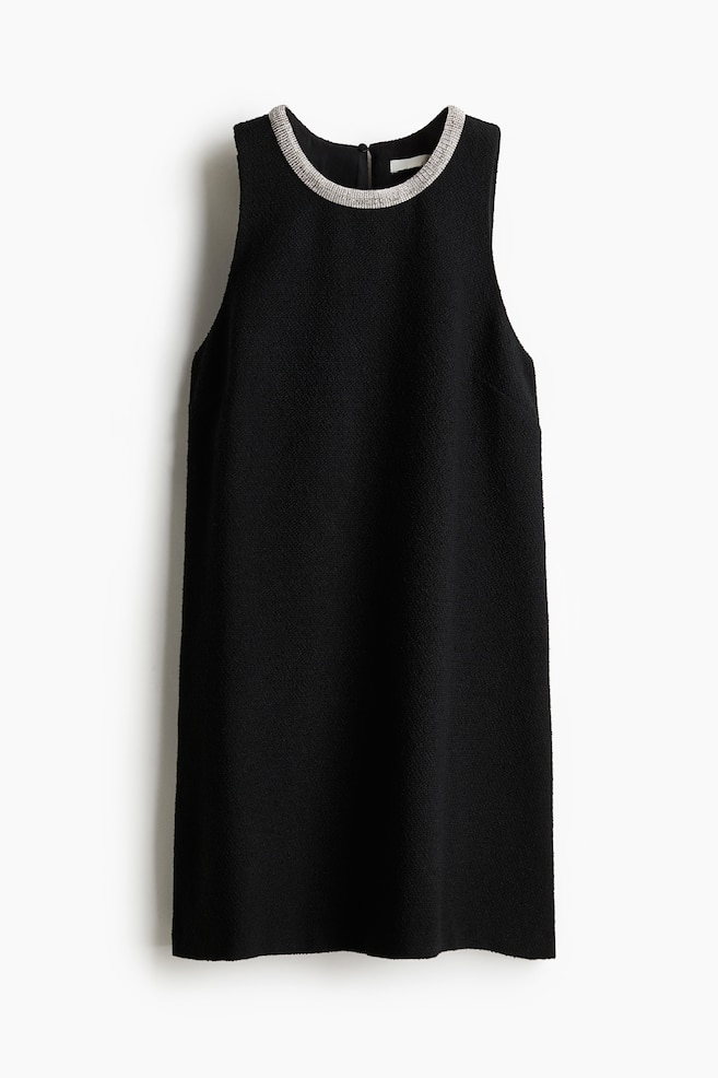 Robe avec bord à strass - Noir - 1