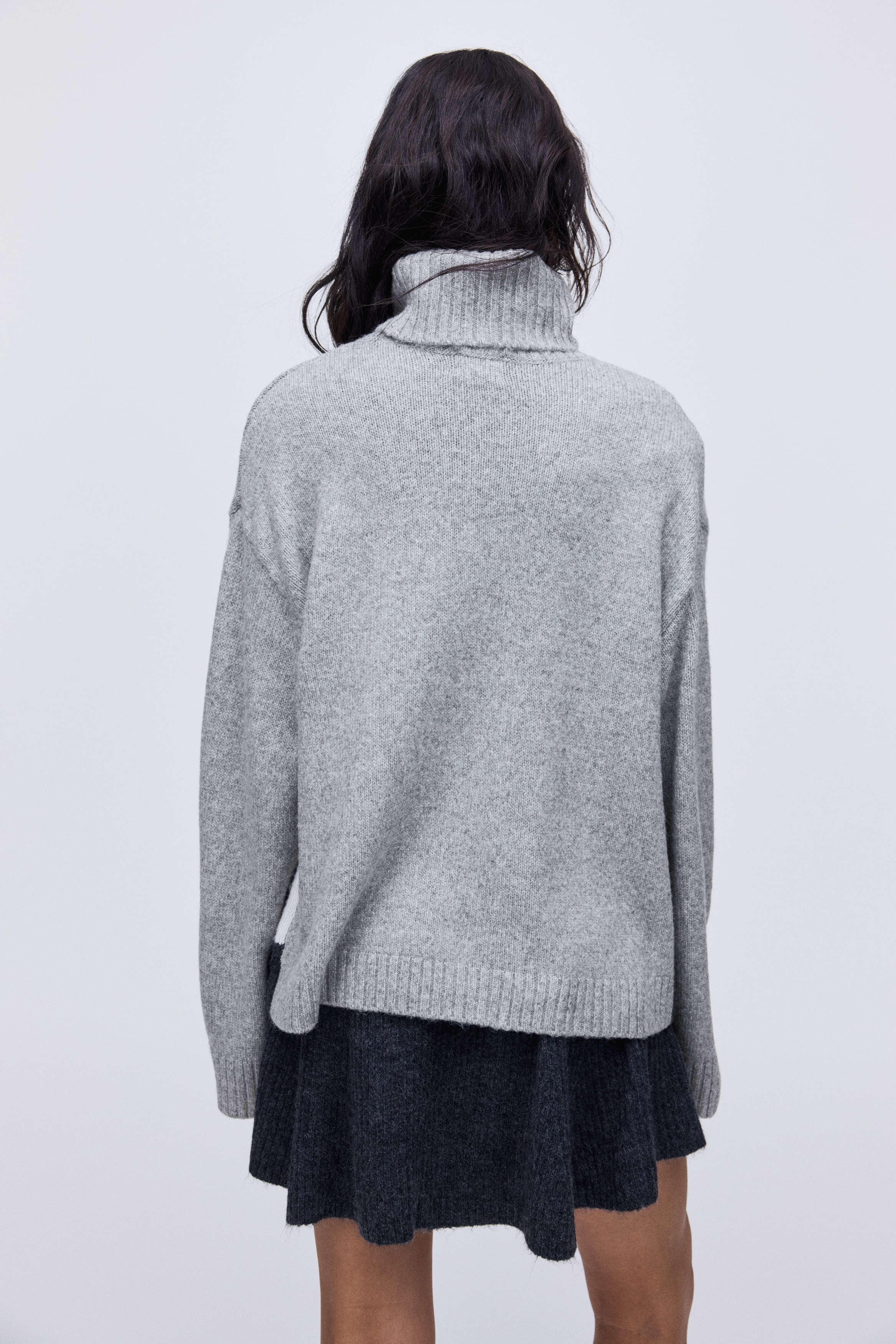 Jacquard-Knit Turtleneck Sweater - Light gray melange/Les Alpes
