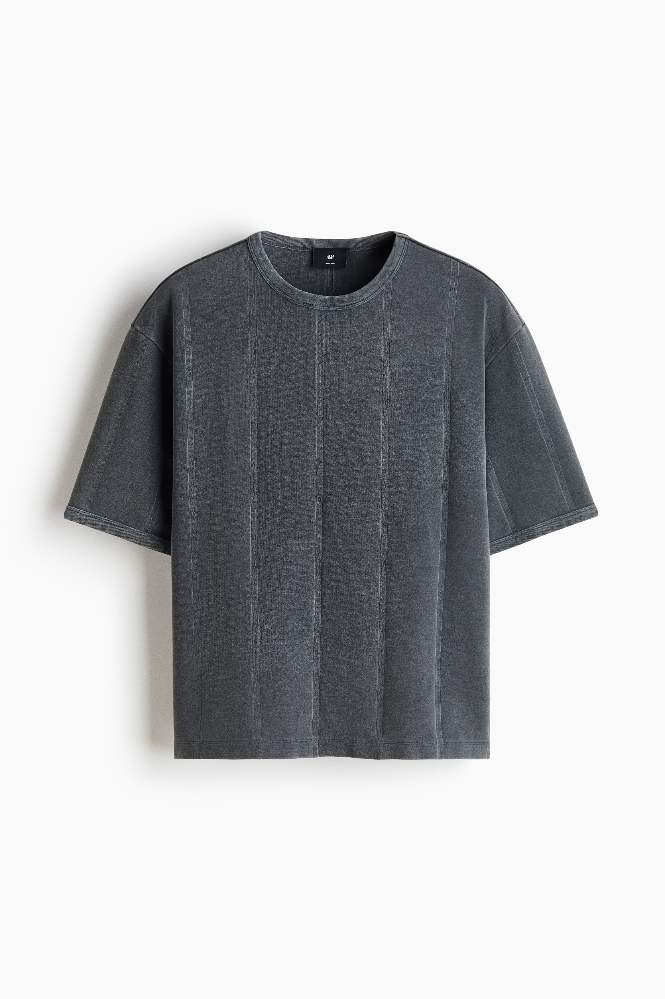 Camiseta boxy Relaxed Fit - Negro lavado/Beige claro