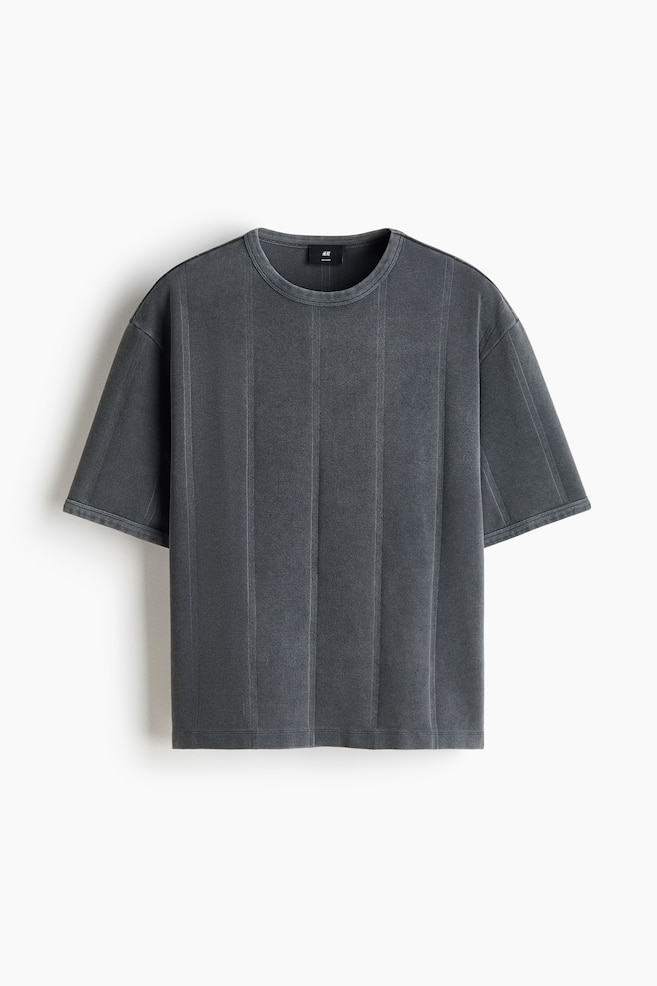 T-shirt de silhueta quadrada Relaxed Fit - Preto lavado/Bege claro - 1