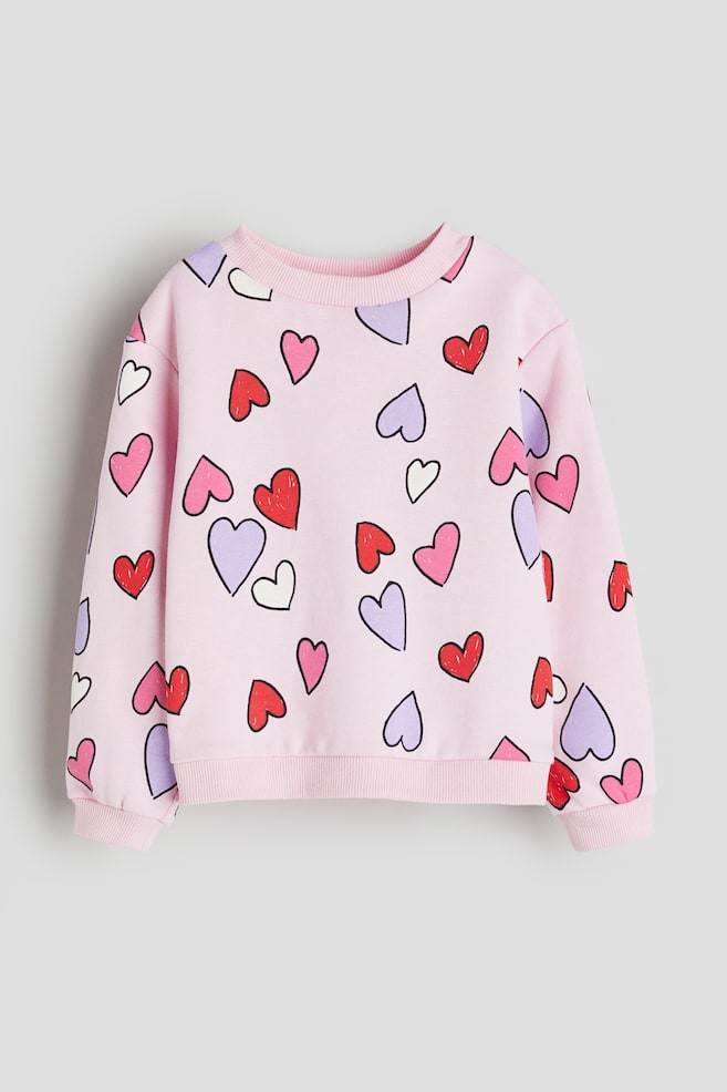 Sweatshirt med tryck - Ljusrosa/Hjärtan/Mörkgrå/Enhörning/Gul/Enhörningar/Vit/Körsbär - 1